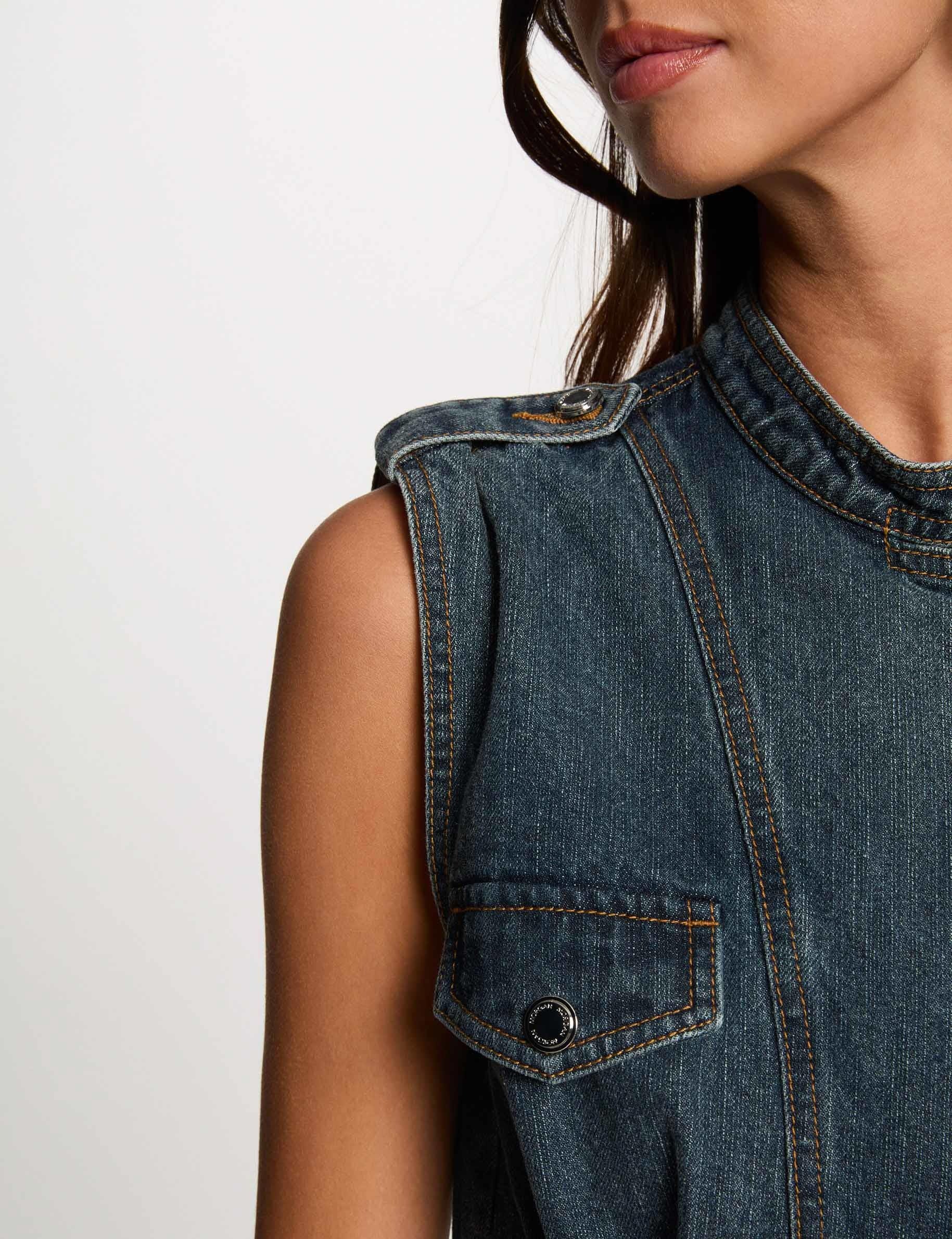 Korte rechte jurk van spijkerstof stone washed denim vrouw
