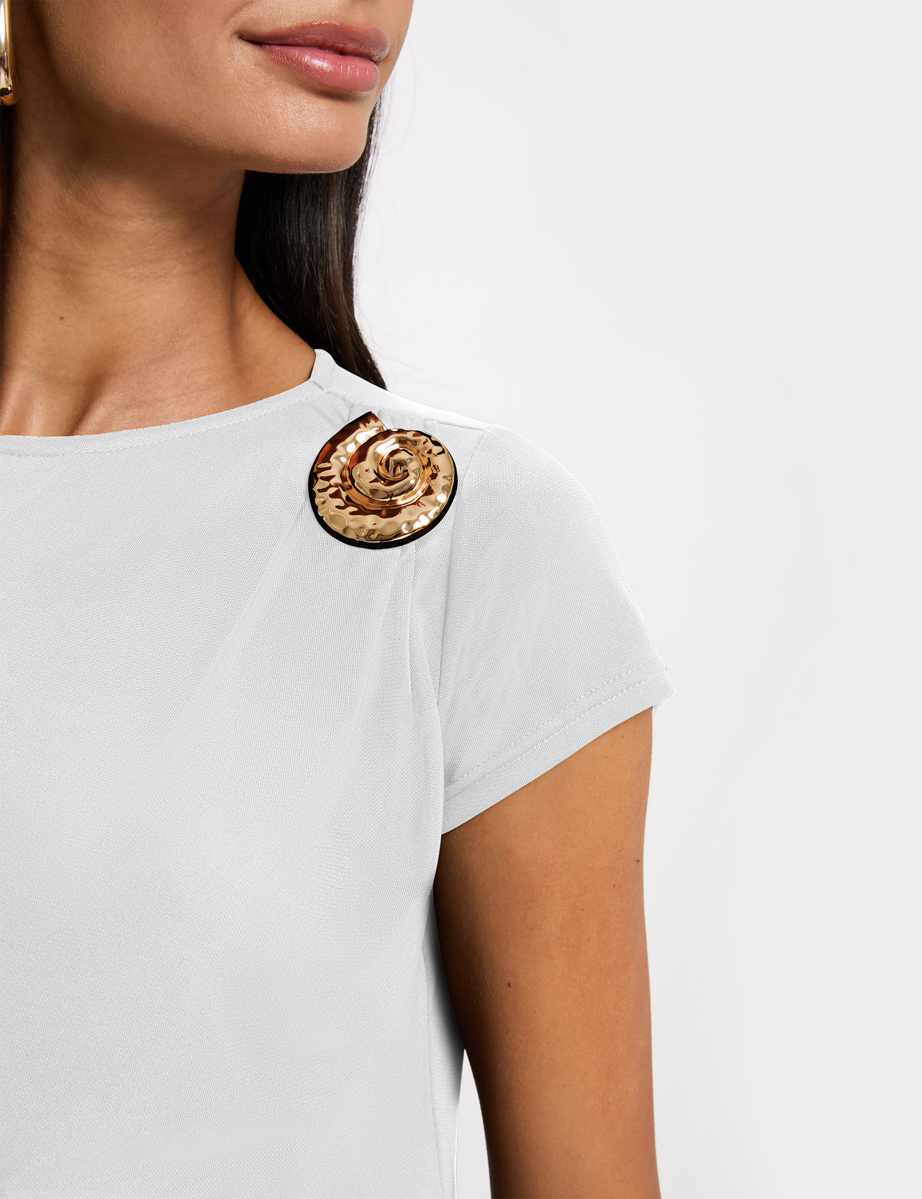 T-shirt col rond blanc femme