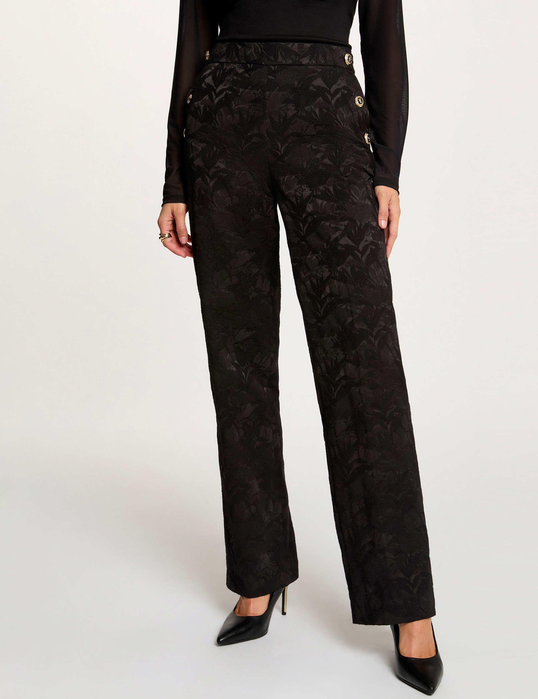 pantalon slim taille haute noir femme Pantalon slim taille haute noir femme