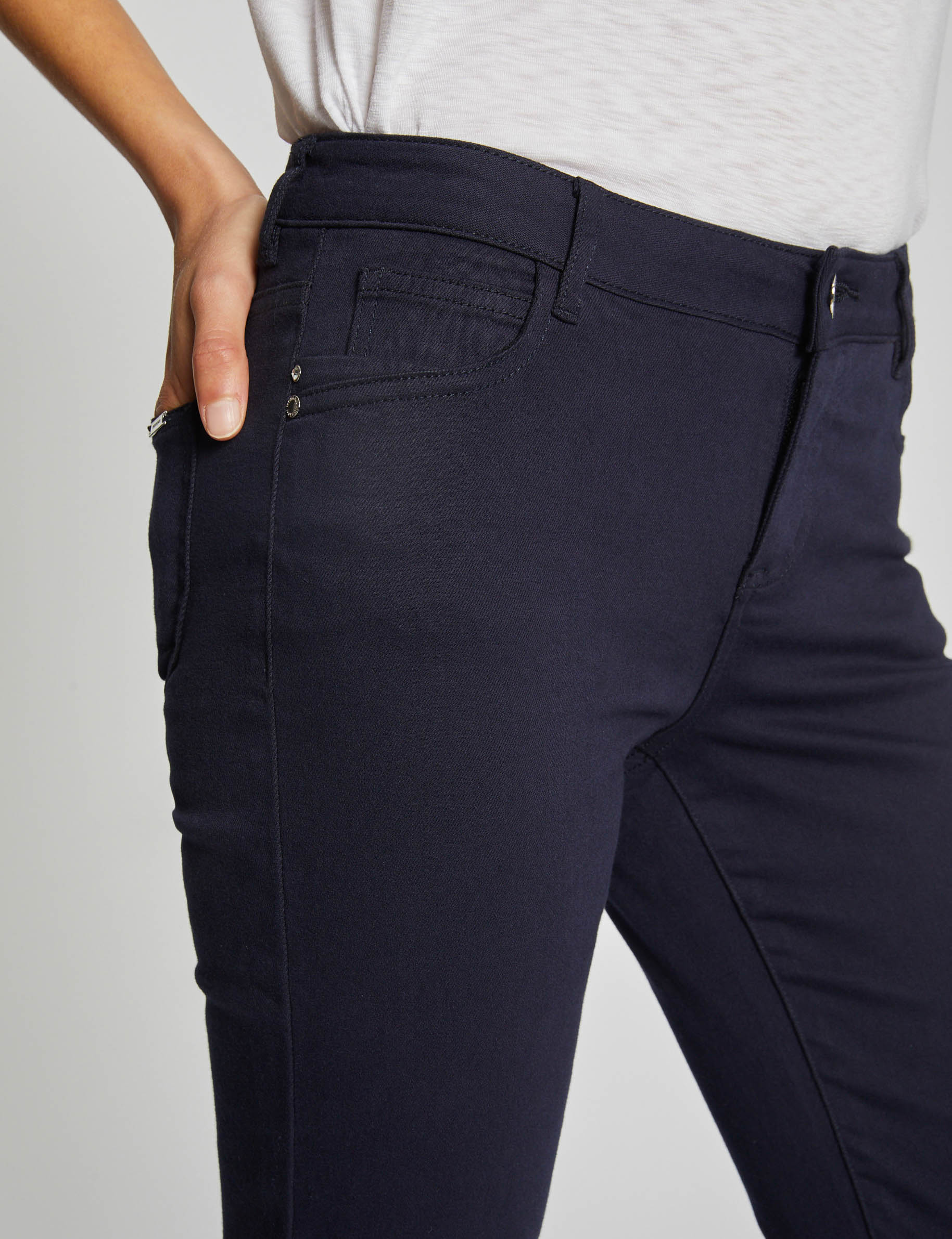 Skinny broek met lage taille marine vrouw