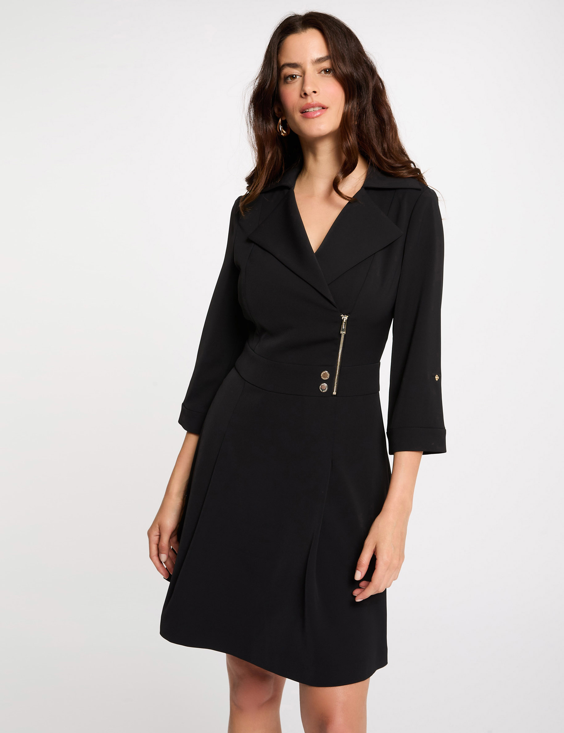 Robe courte trapèze noir femme