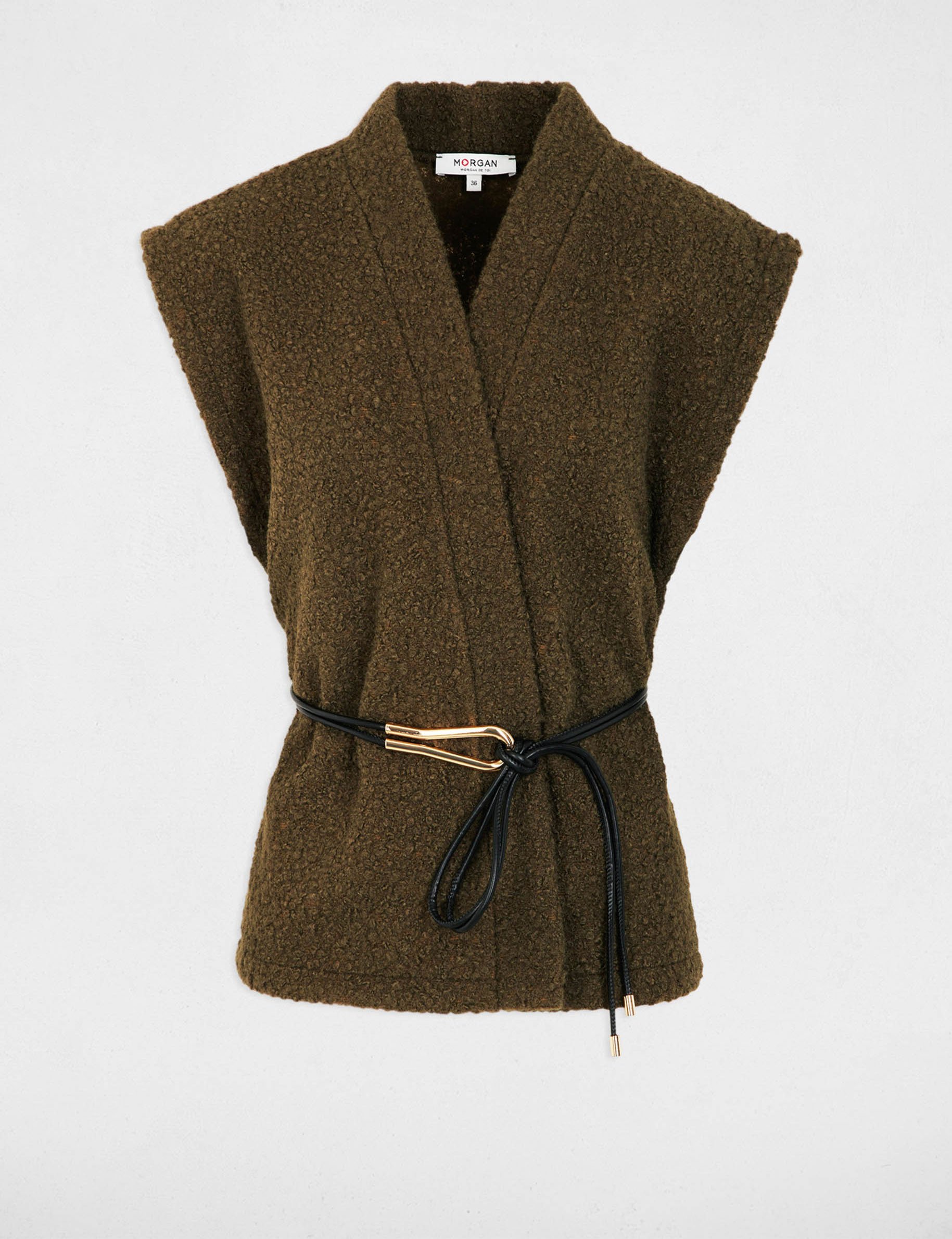 Veste sans manches vert kaki femme