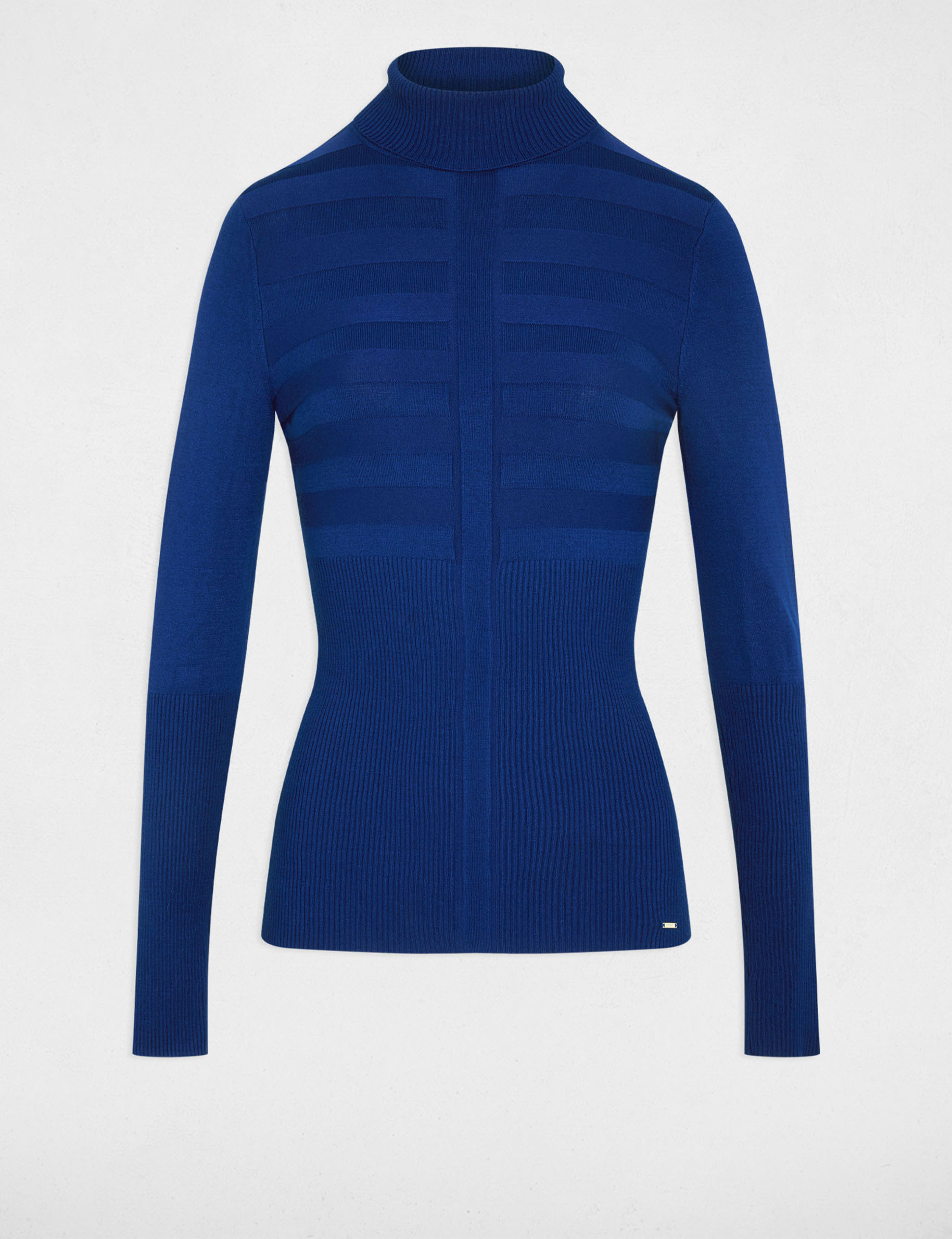 Nauwsluitende coltrui bleu pétrole vrouw