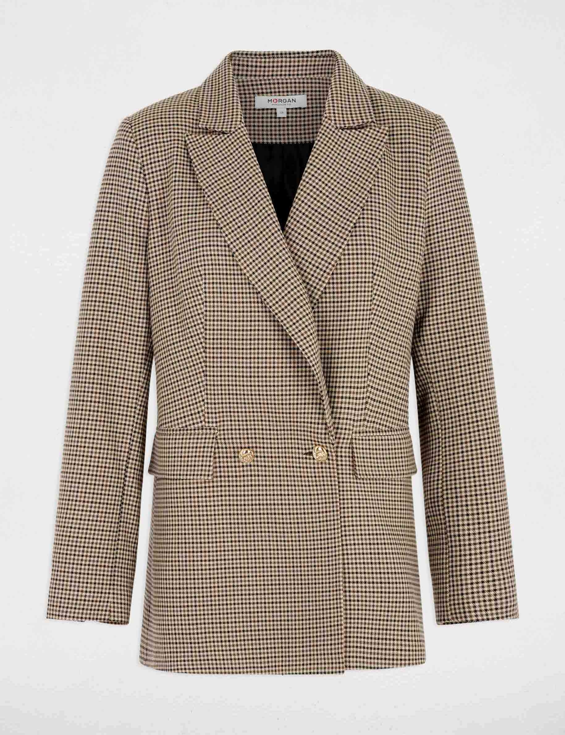 Rechte blazer met reverskraag bruin vrouw
