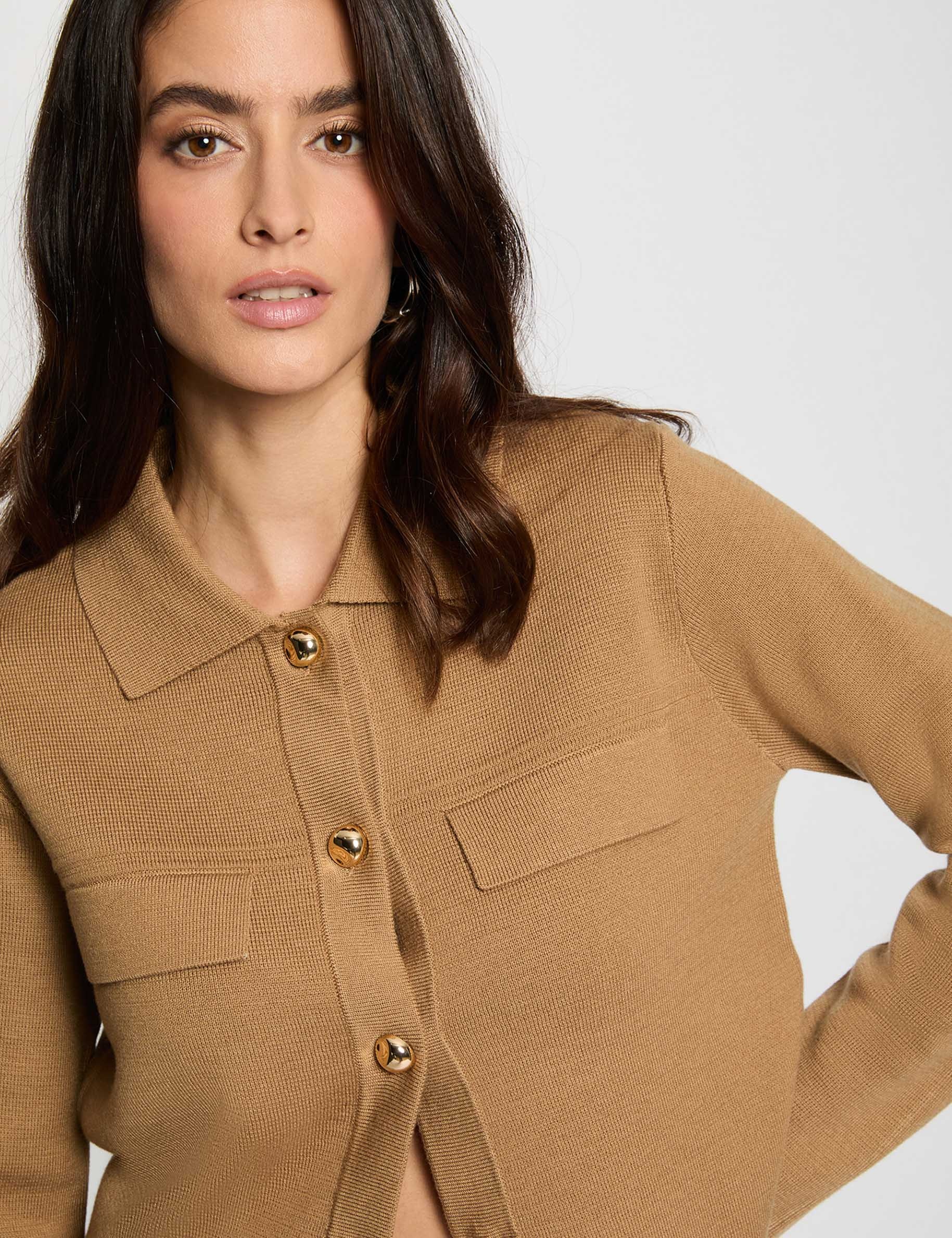 Vest met lange mouwen camel vrouw