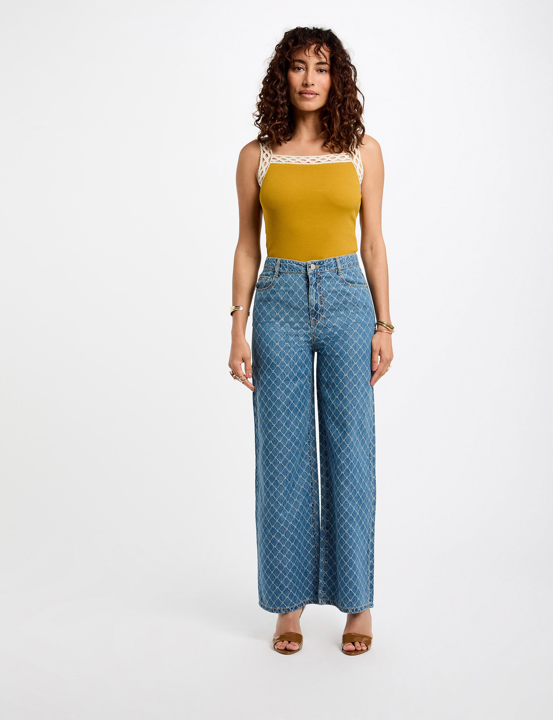 jeans large imprime denim stone femme Jeans large imprimé denim stone femme
