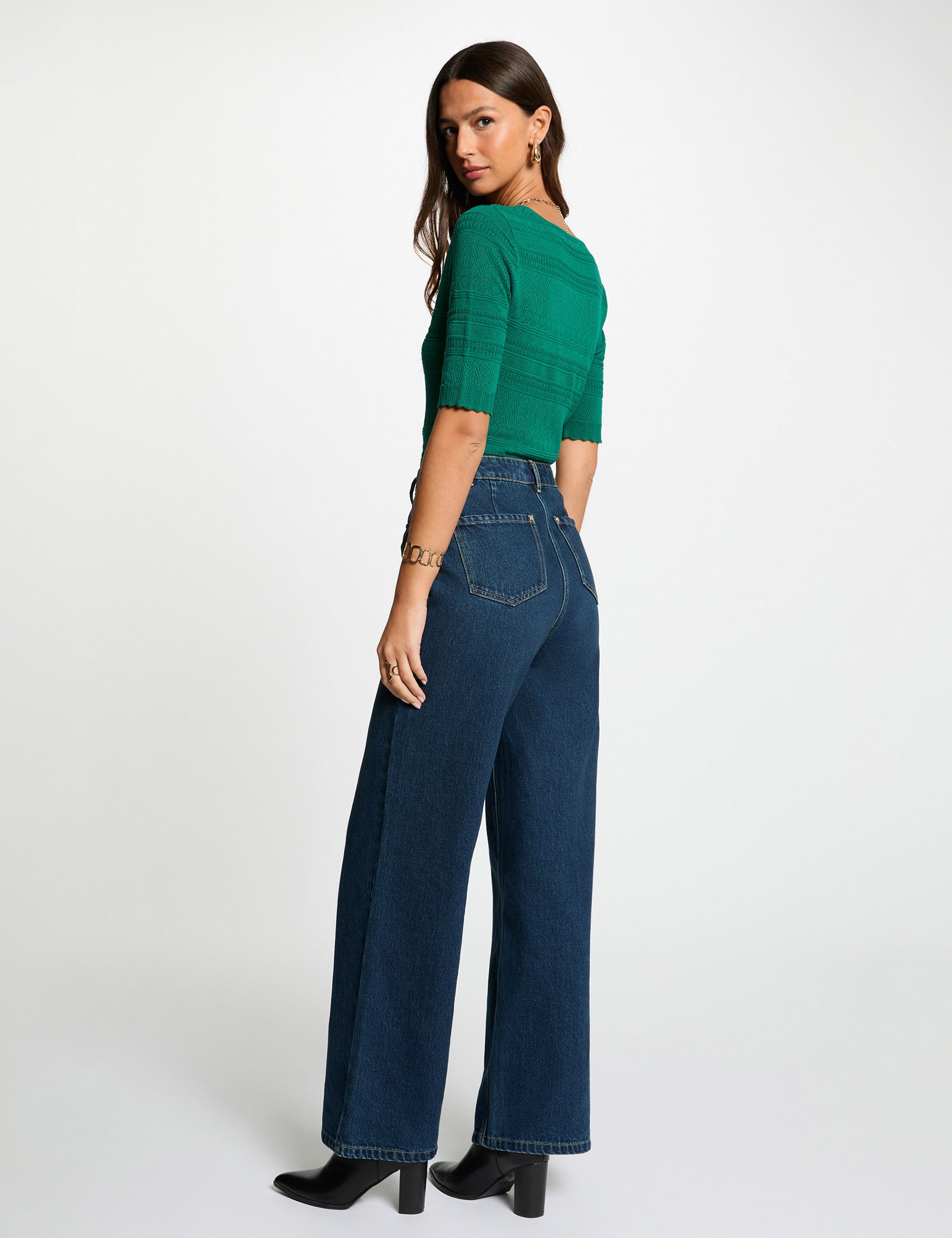 Pull manches courtes vert femme