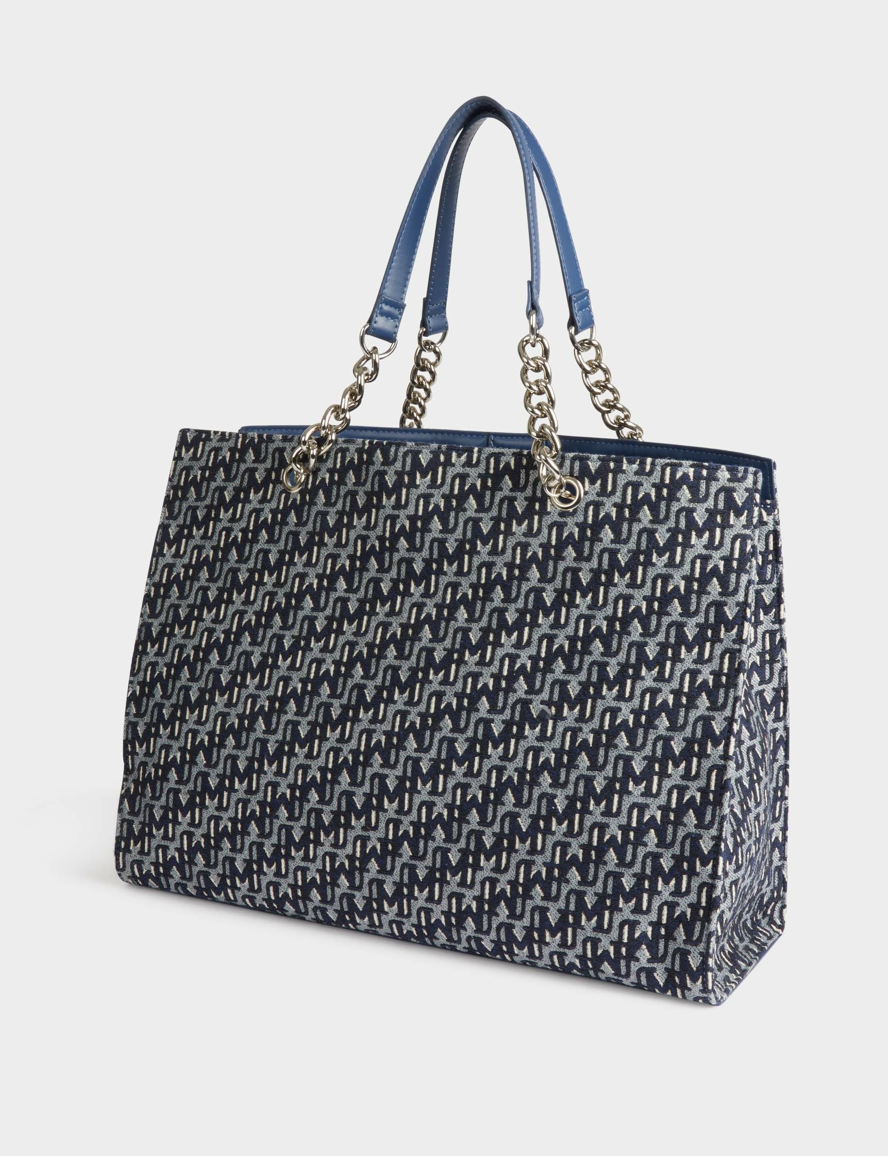 sac cabas imprime monogramme denim stone femme Sac cabas imprimé monogramme denim stone femme