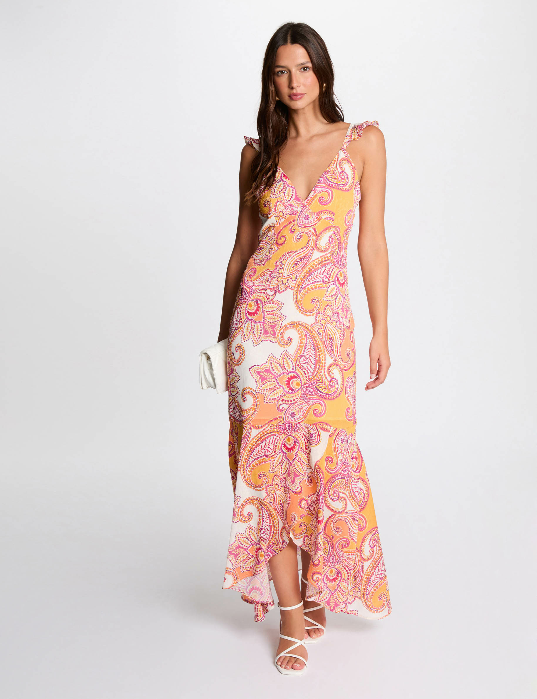 robe longue ajustee imprimee multico femme Robe longue ajustée imprimée multico femme