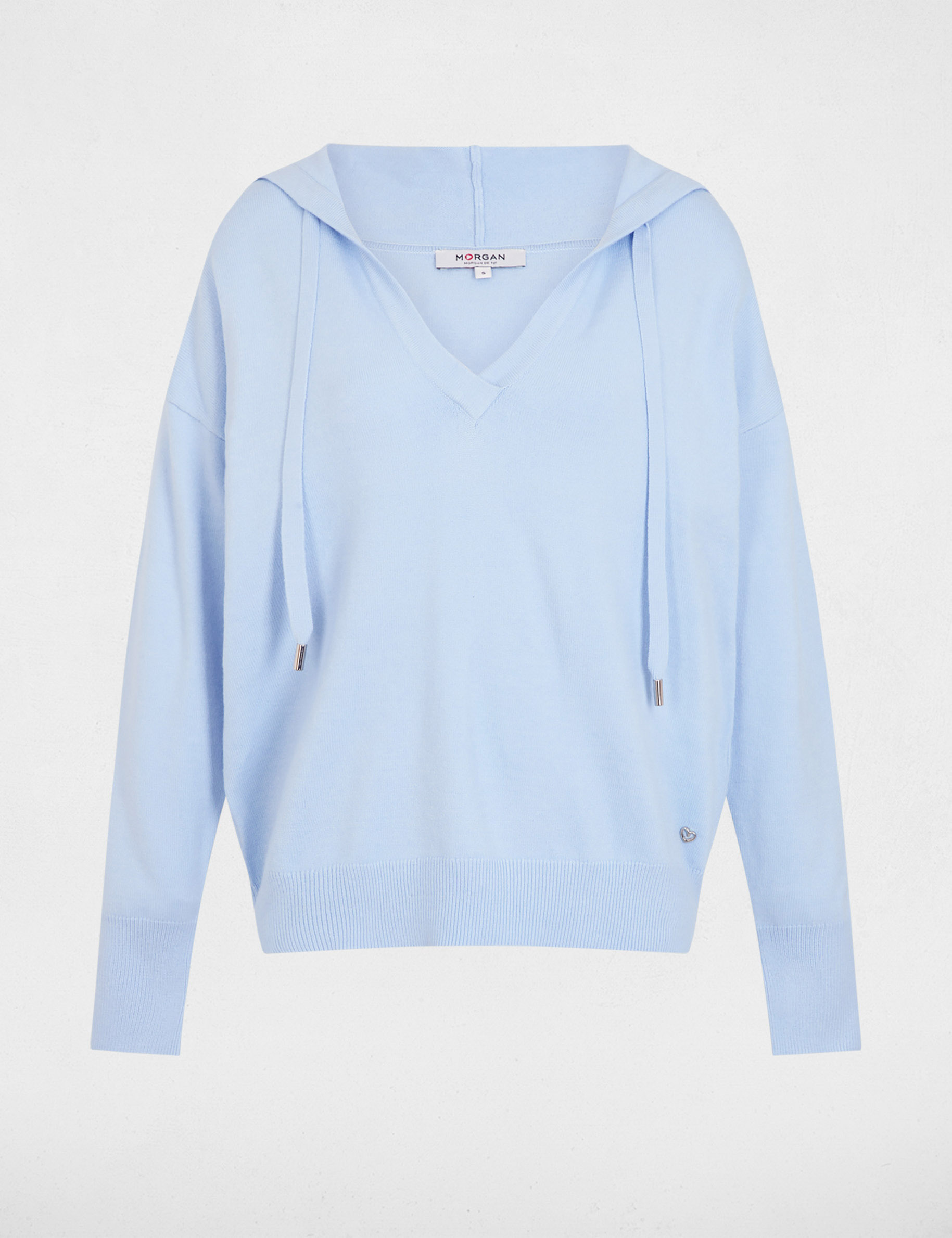 Trui met capuchon hemelsblauw vrouw