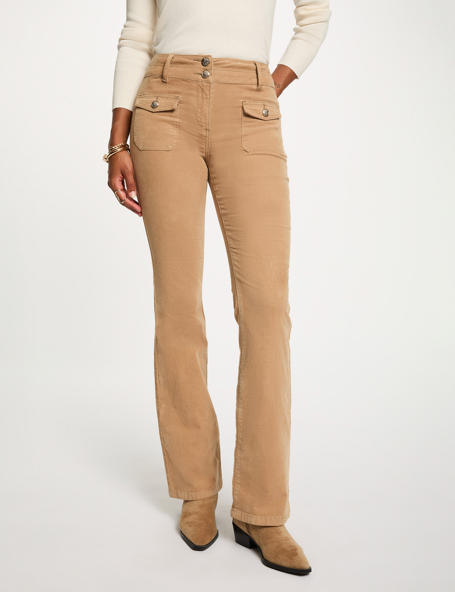broek van corduroy zand vrouw Broek van corduroy zand vrouw