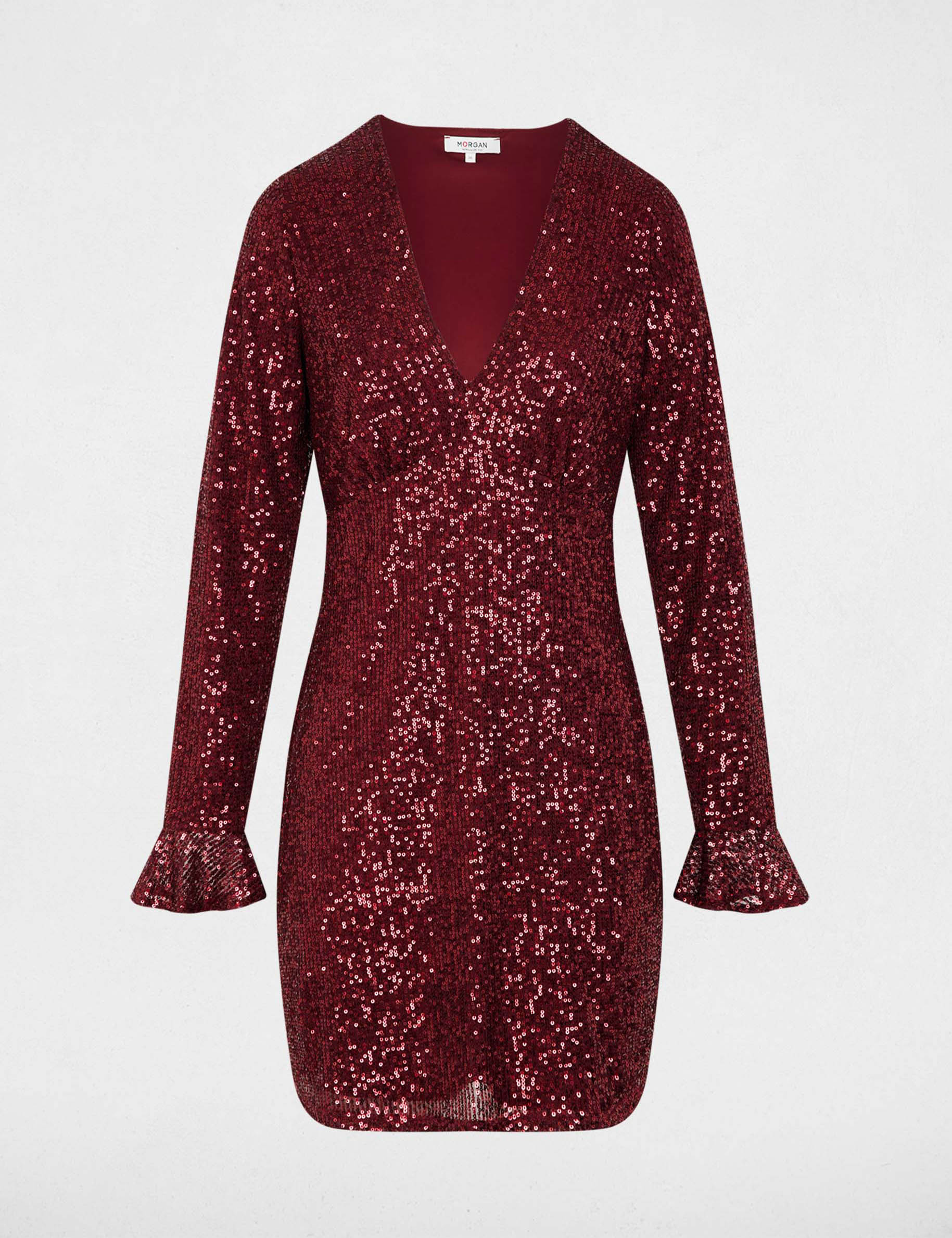 Robe courte à sequins prune femme