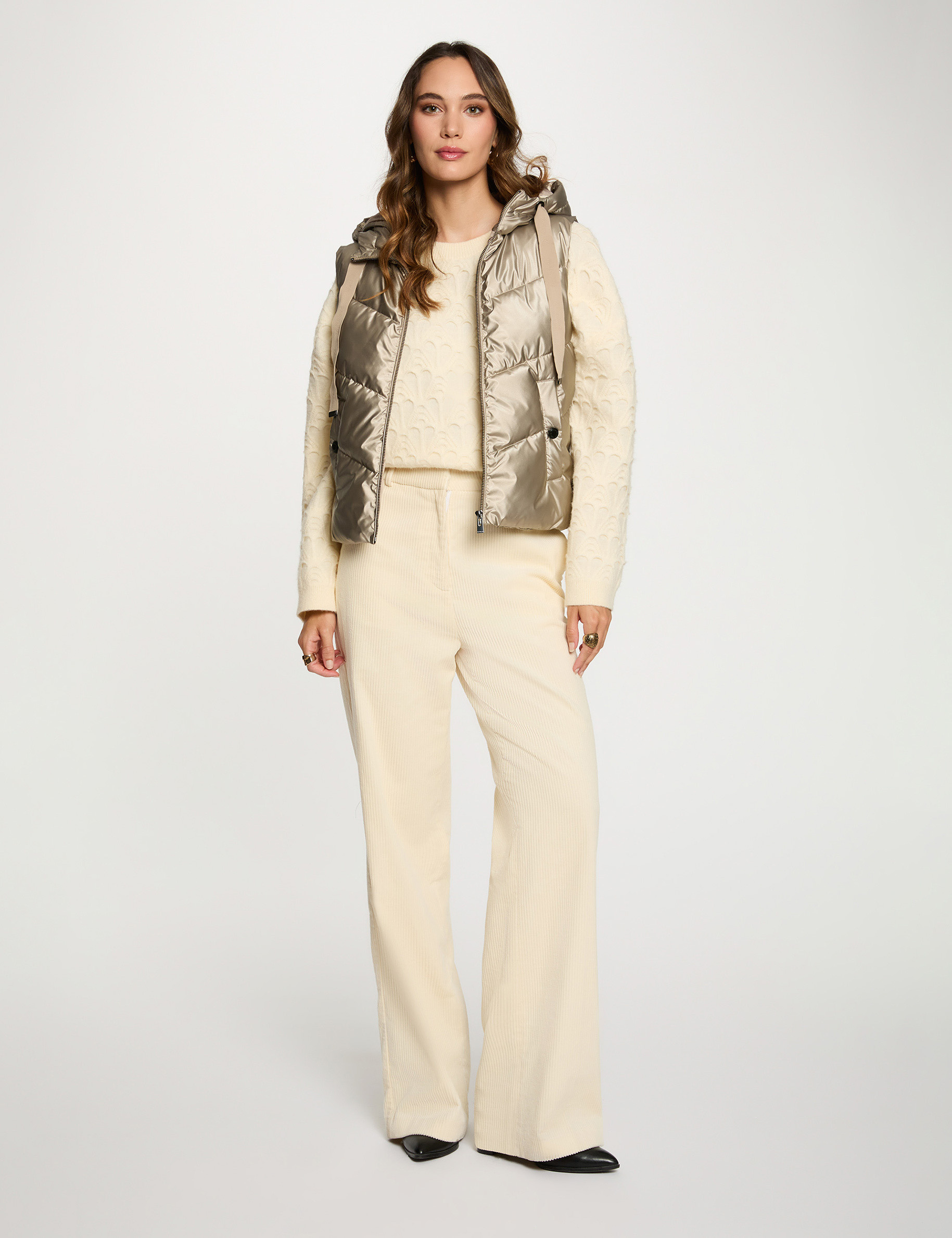 doudoune brillante sans manches jaune or femme Doudoune brillante sans manches jaune or femme