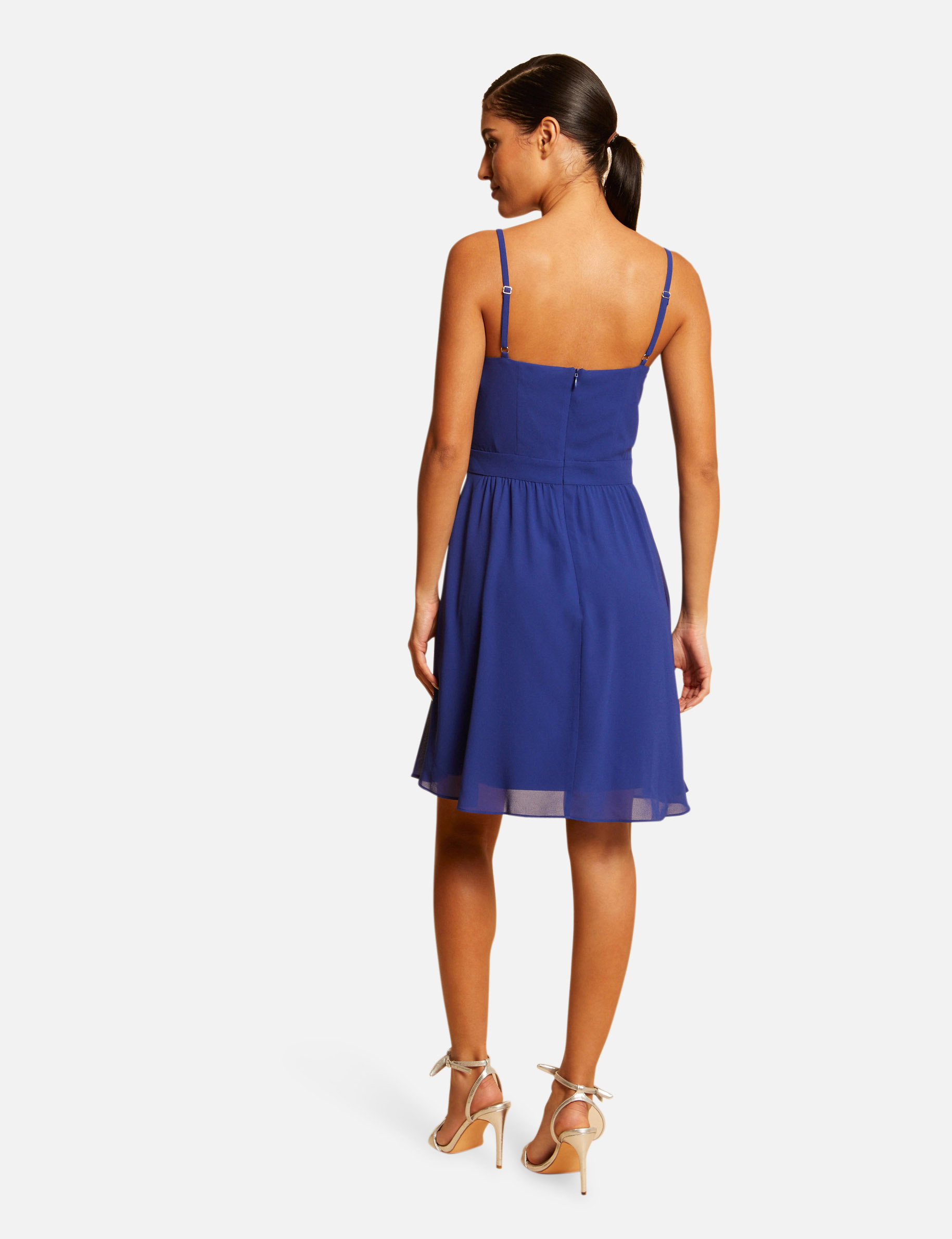 Skaterjurk met overslagkraag bleu electrique vrouw