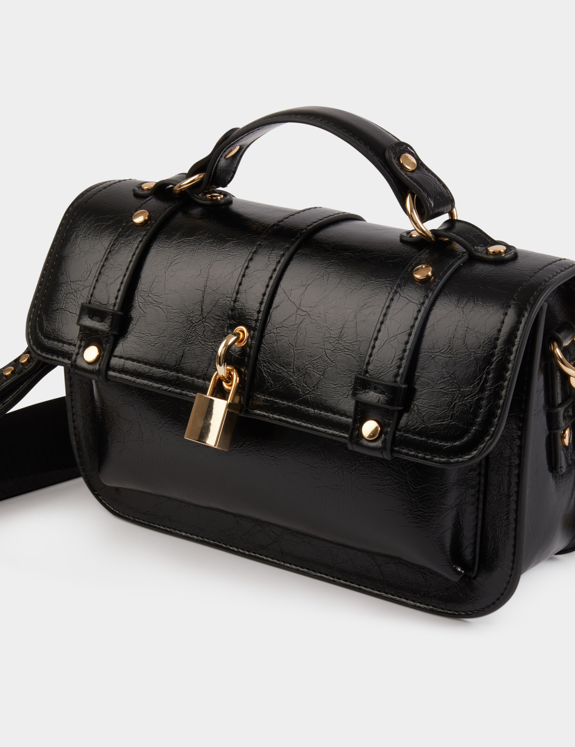 Sac cartable clouté noir femme