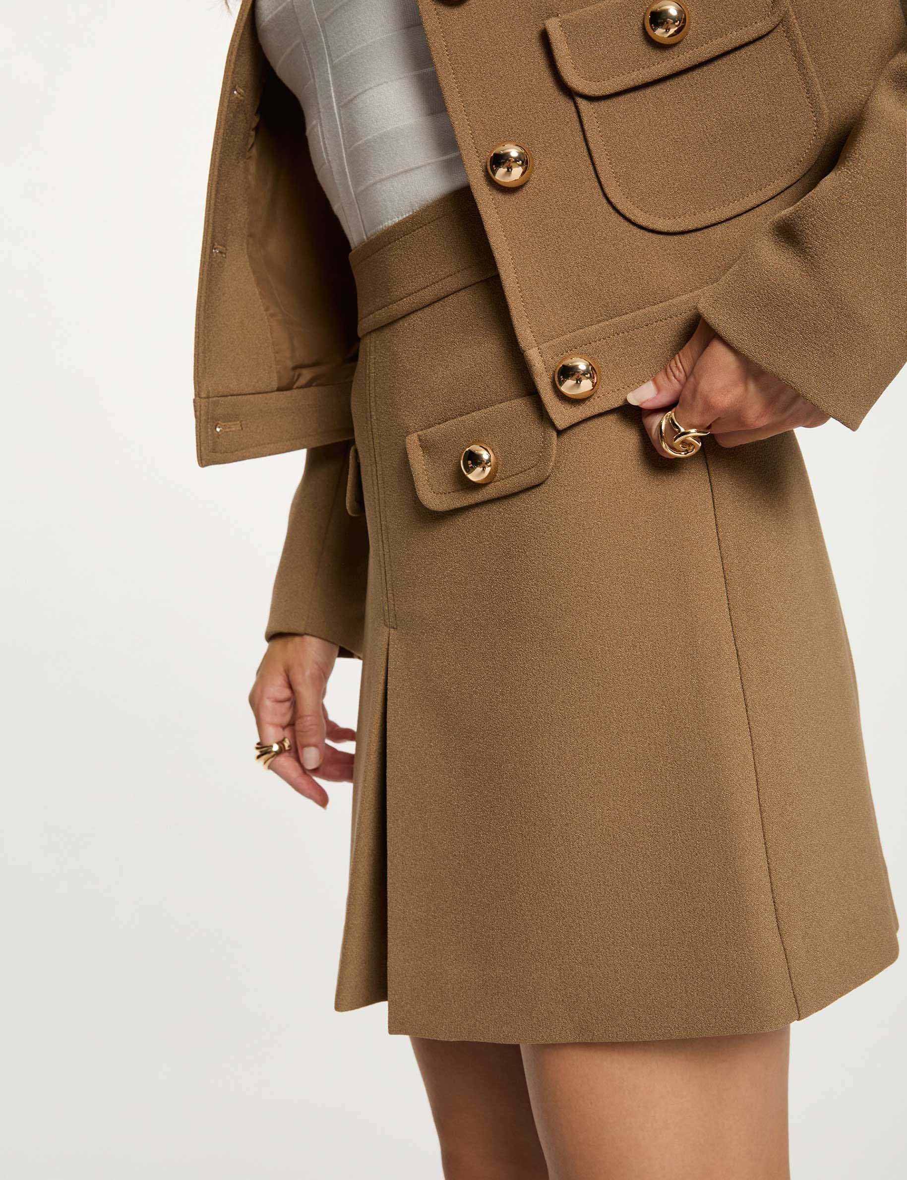 Jupe courte plissée sable femme