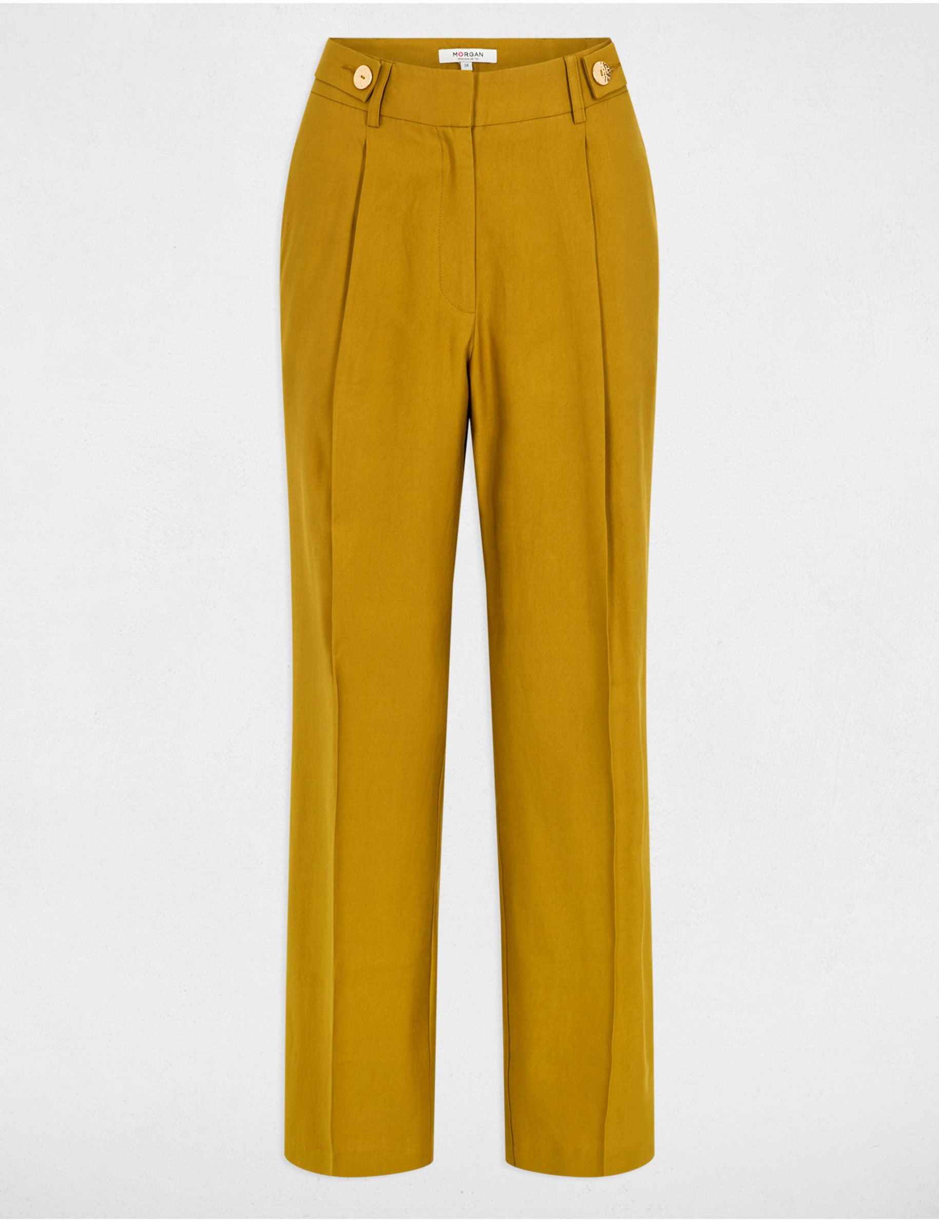 carrot fit broek met plooien brons vrouw Carrot fit broek met plooien brons vrouw