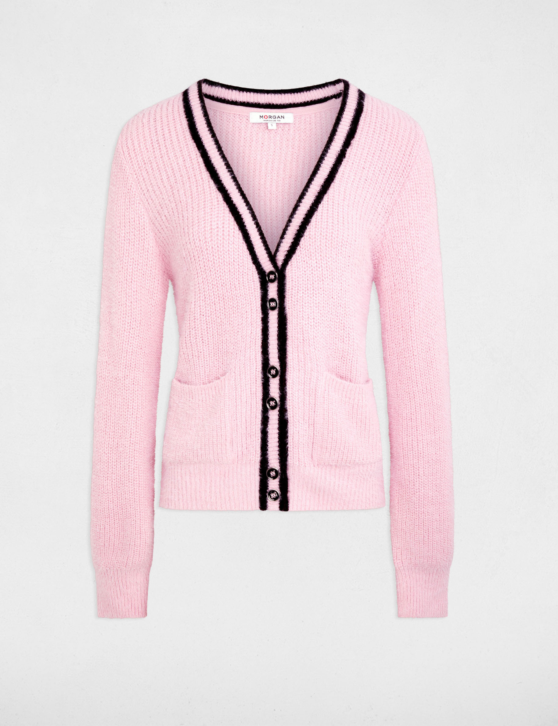 Rechte gilet met V-hals roze vrouw