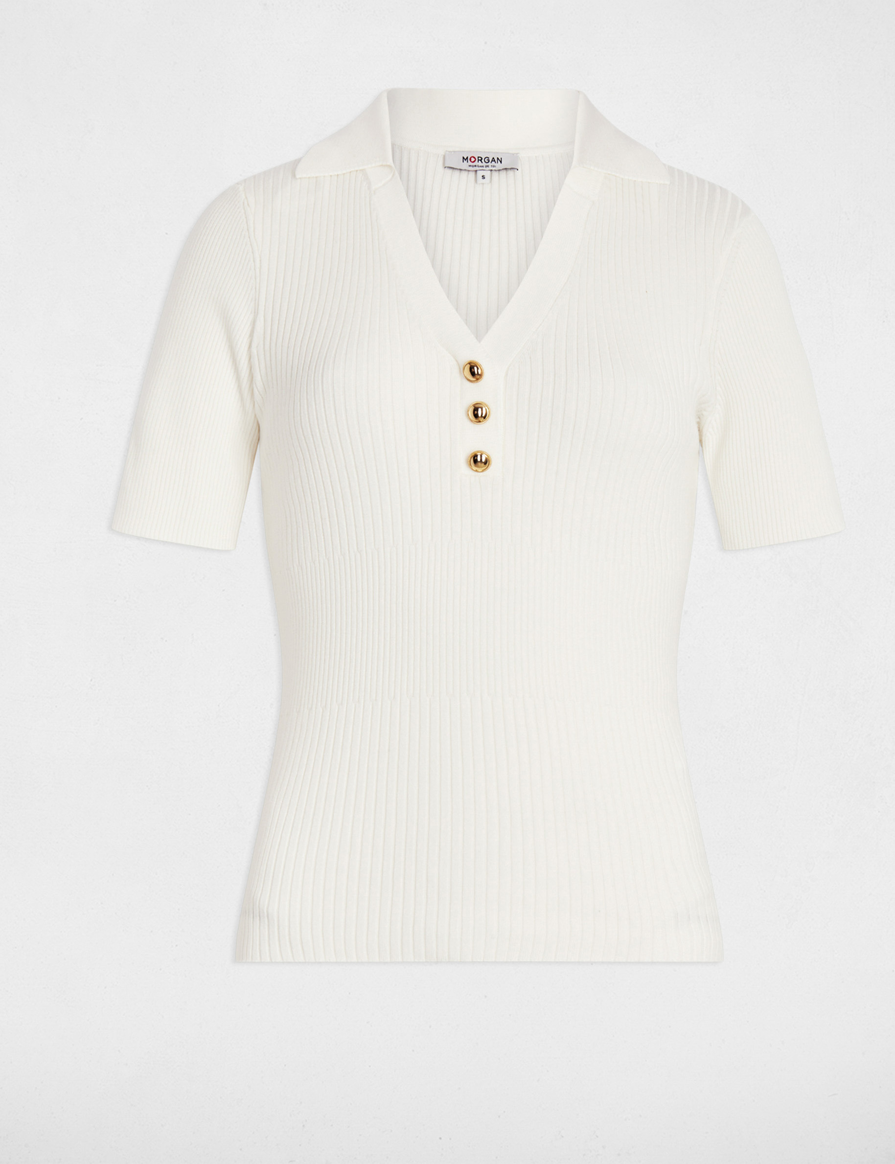 Pull col polo blanc femme