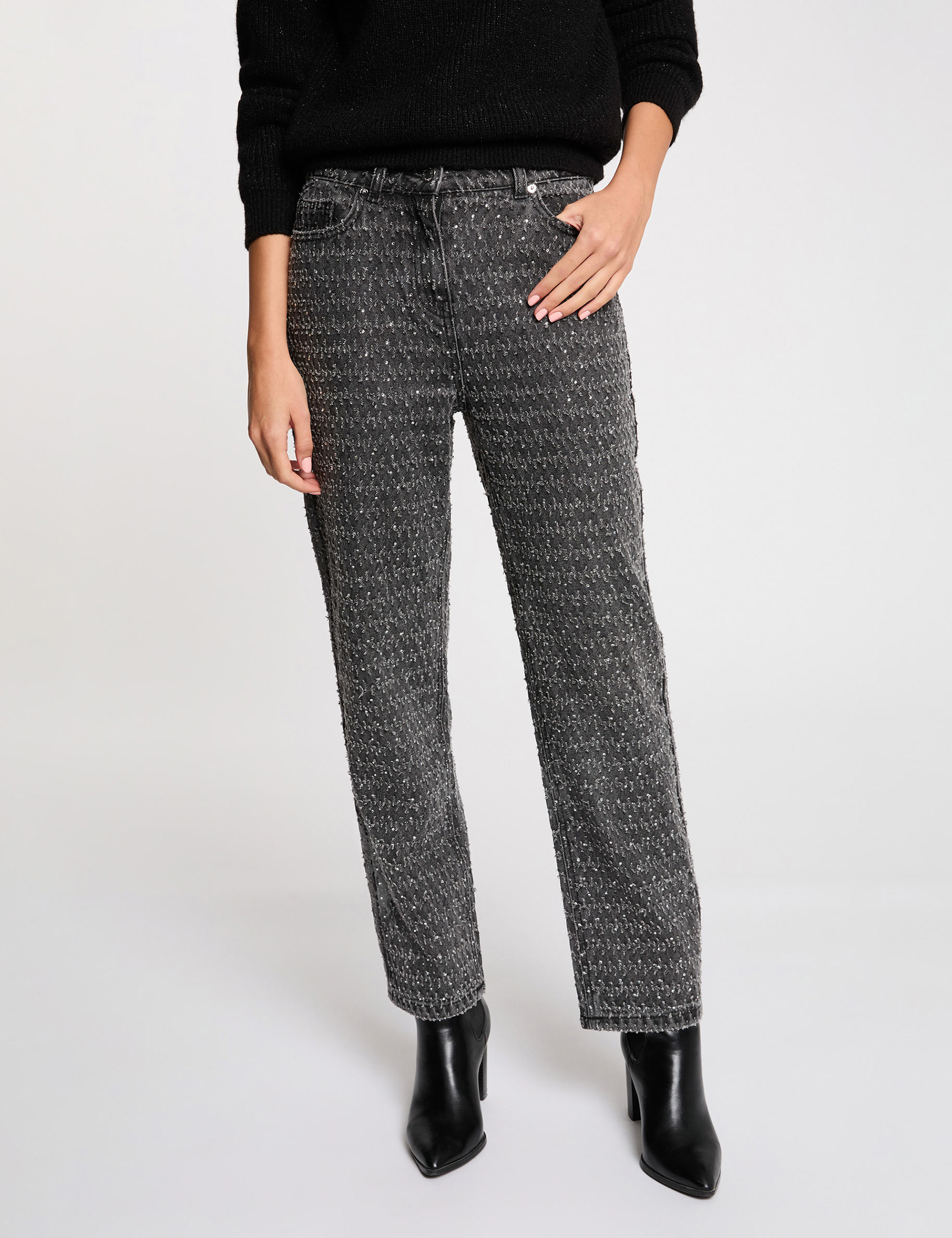 Hoge taille mom jeans mediumgrijs vrouw