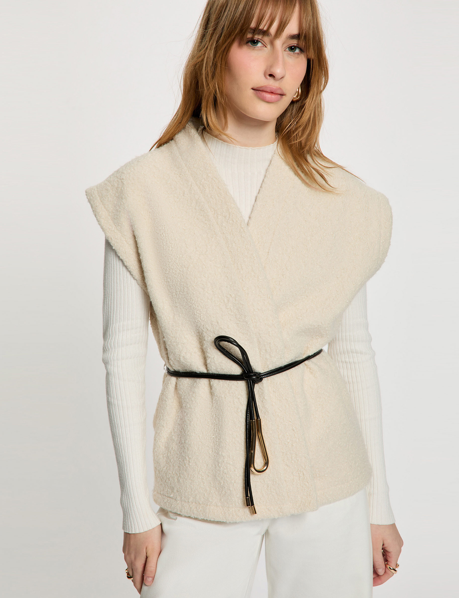 Mouwloze jas ivoor vrouw