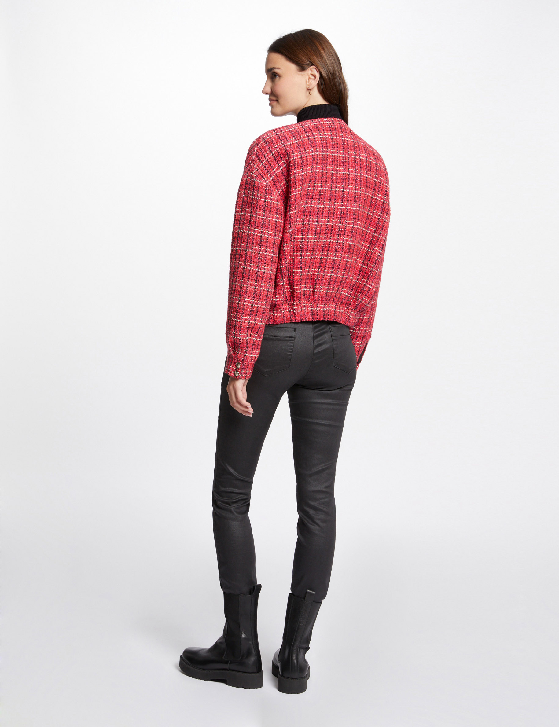 Pantalon enduit rouge femme online