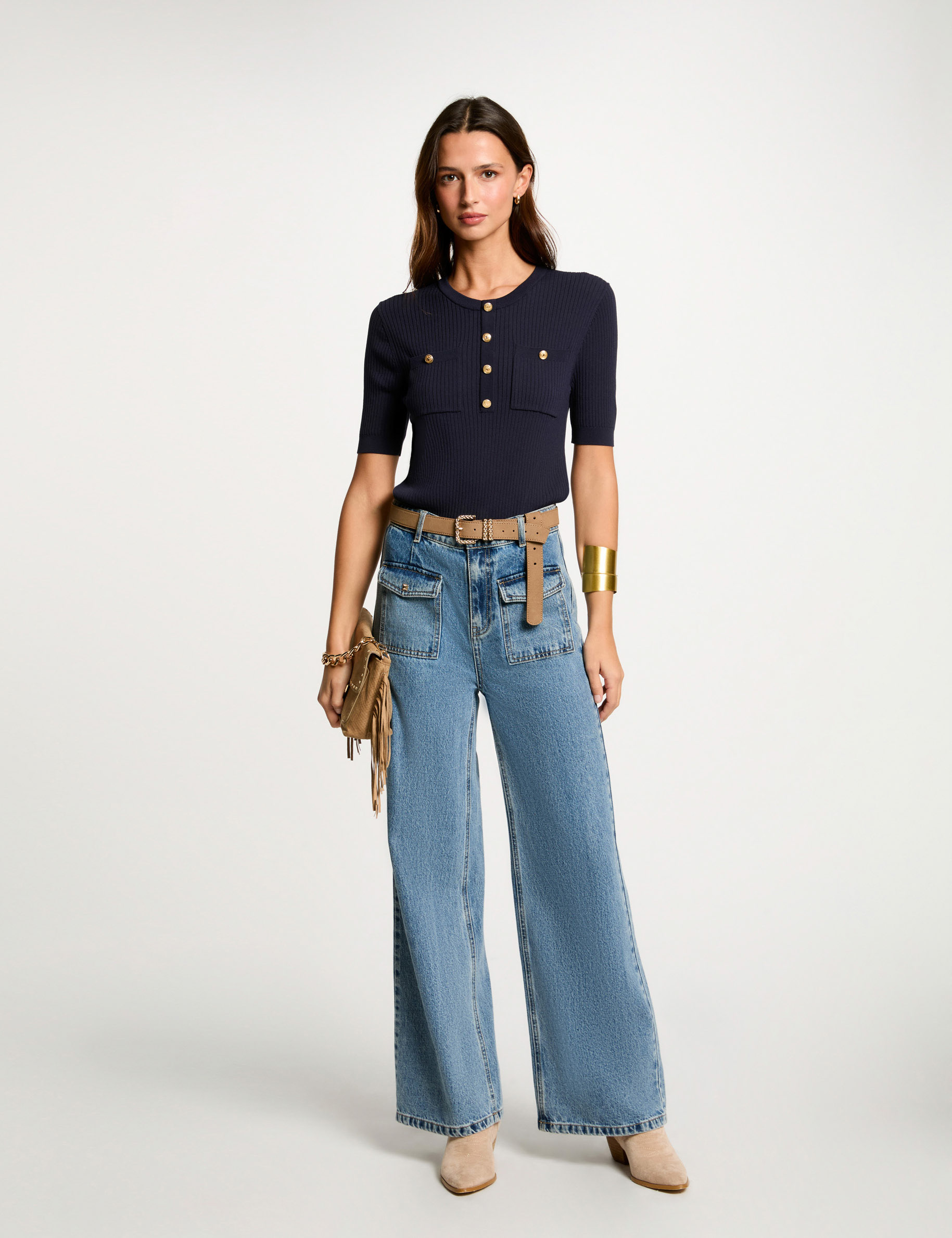 pull manches courtes col rond bleu marine femme Pull manches courtes col rond bleu marine femme