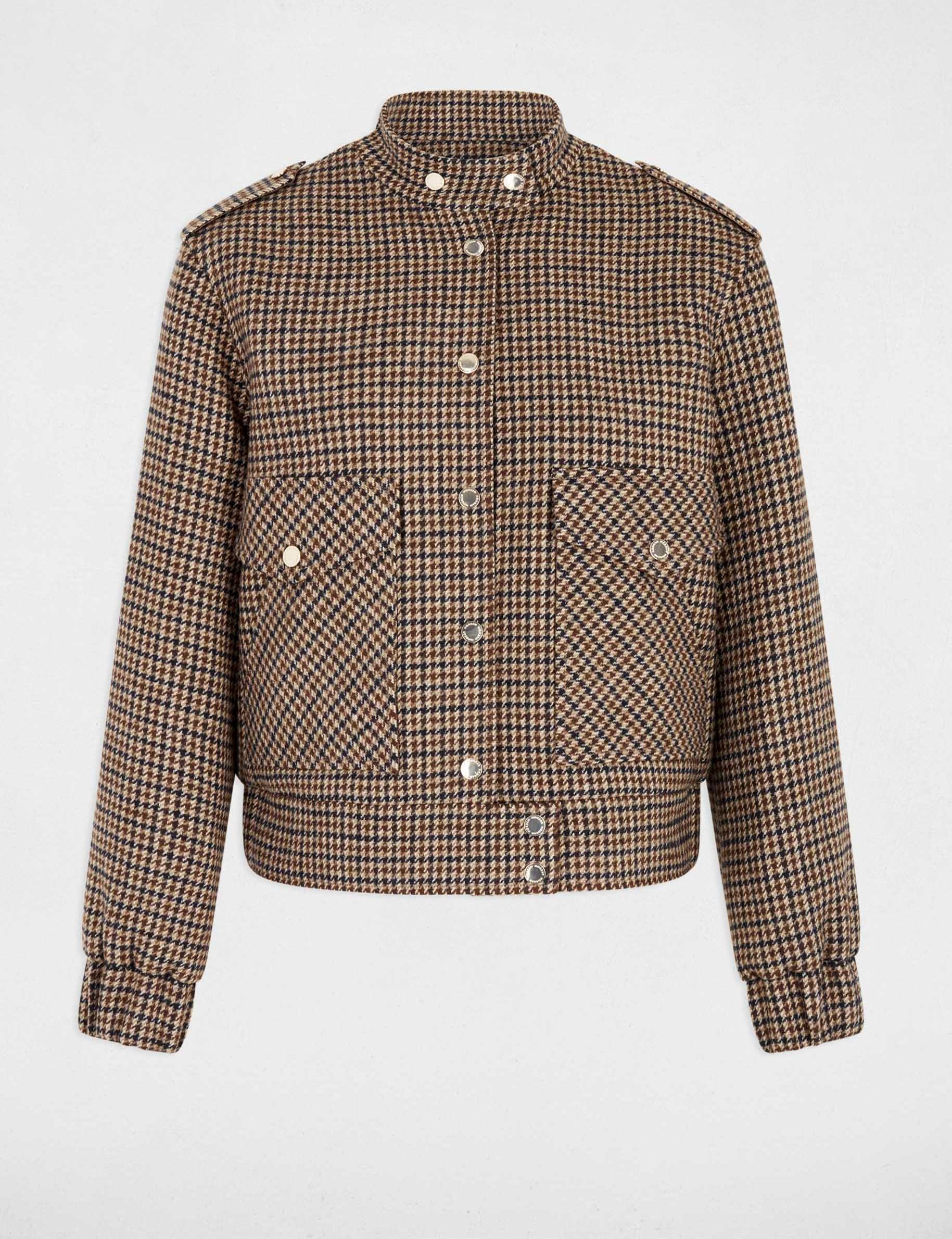 Tweed jas met mao-kraag meerkleurig vrouw