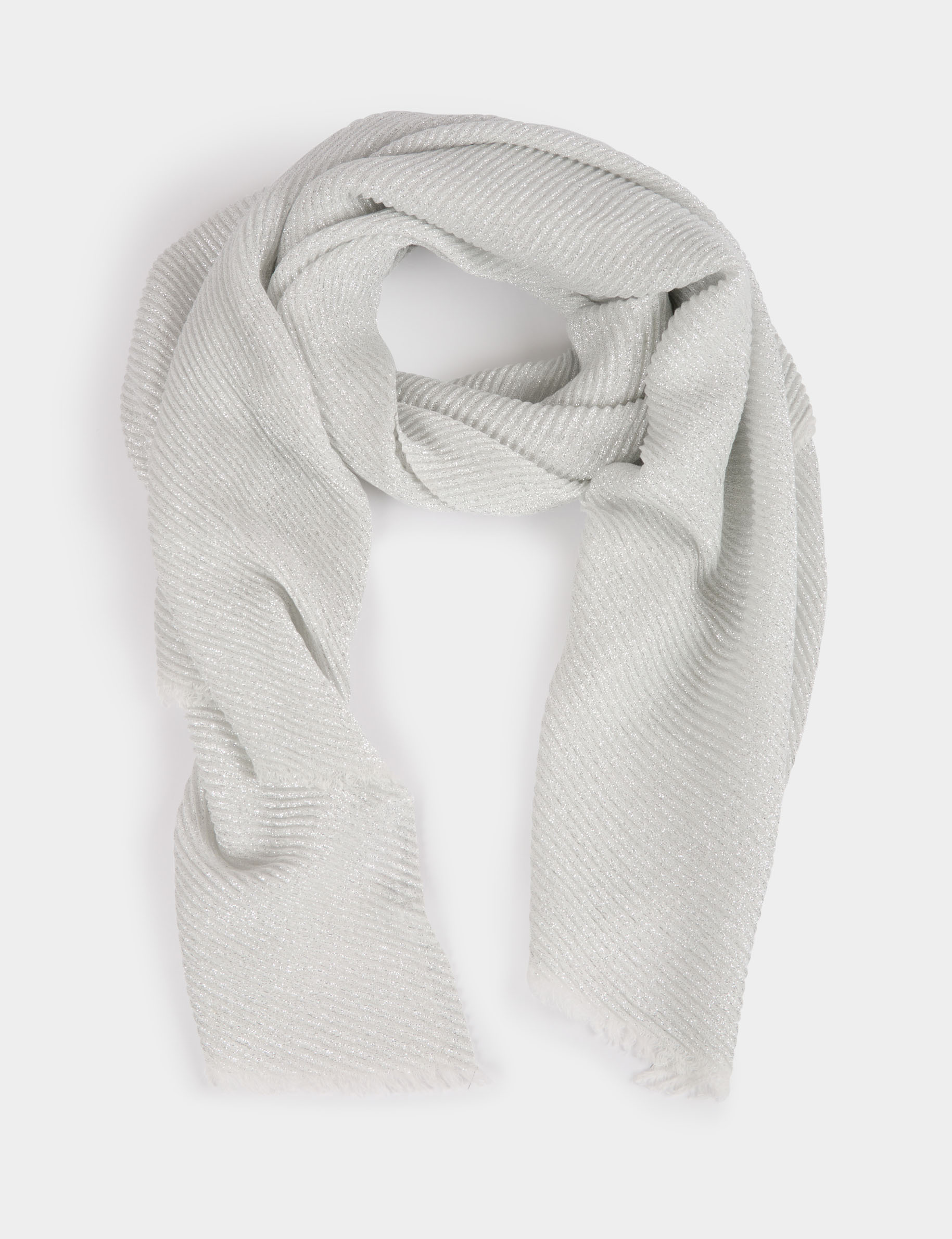 plisse sjaal met metallic draad couleur argent vrouw Plissé sjaal met metallic draad couleur argent vrouw