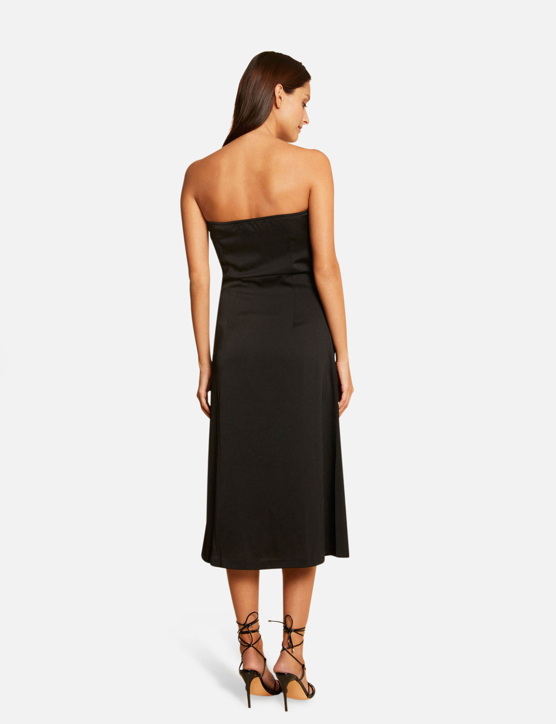 Robe midi trapèze sans manches noir femme