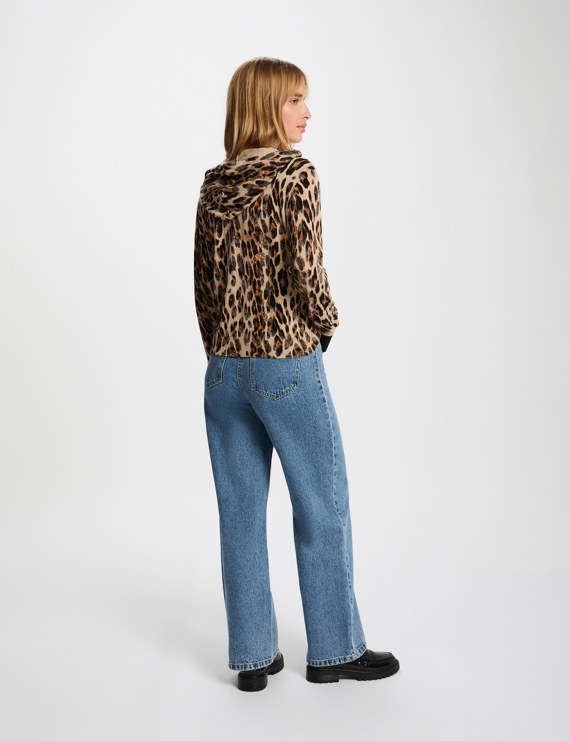 Pull droit à capuche multicolore femme