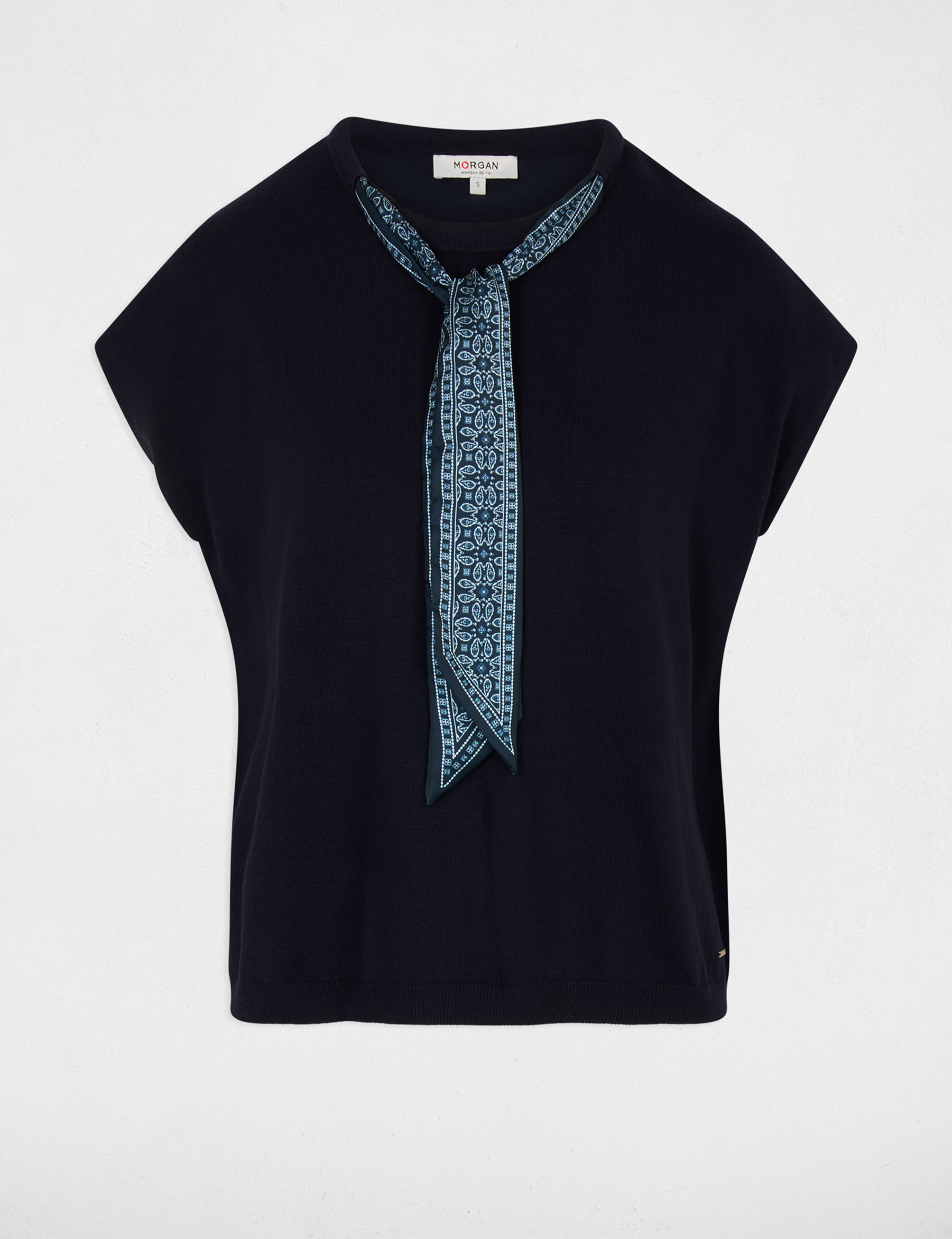 Pull sans manches bleu marine femme