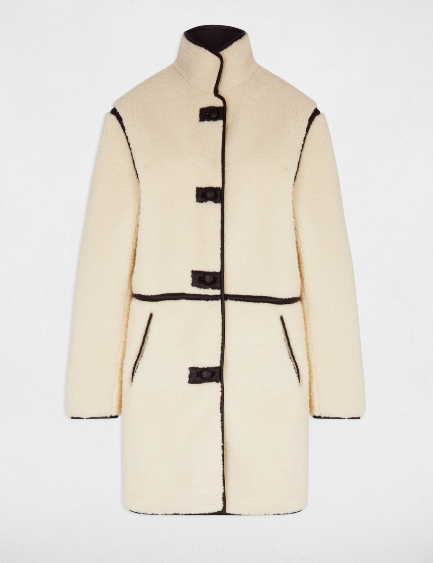 Oversized pluizige jas beige vrouw