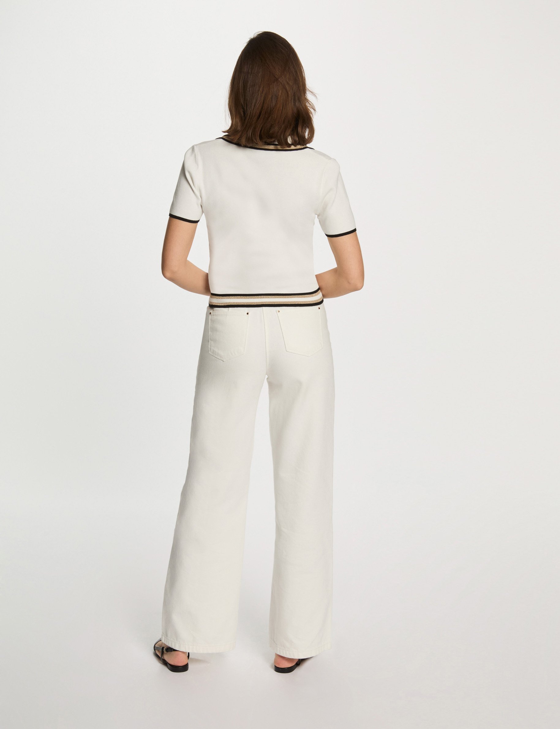 pull col polo manches courtes blanc femme Pull col polo manches courtes blanc femme