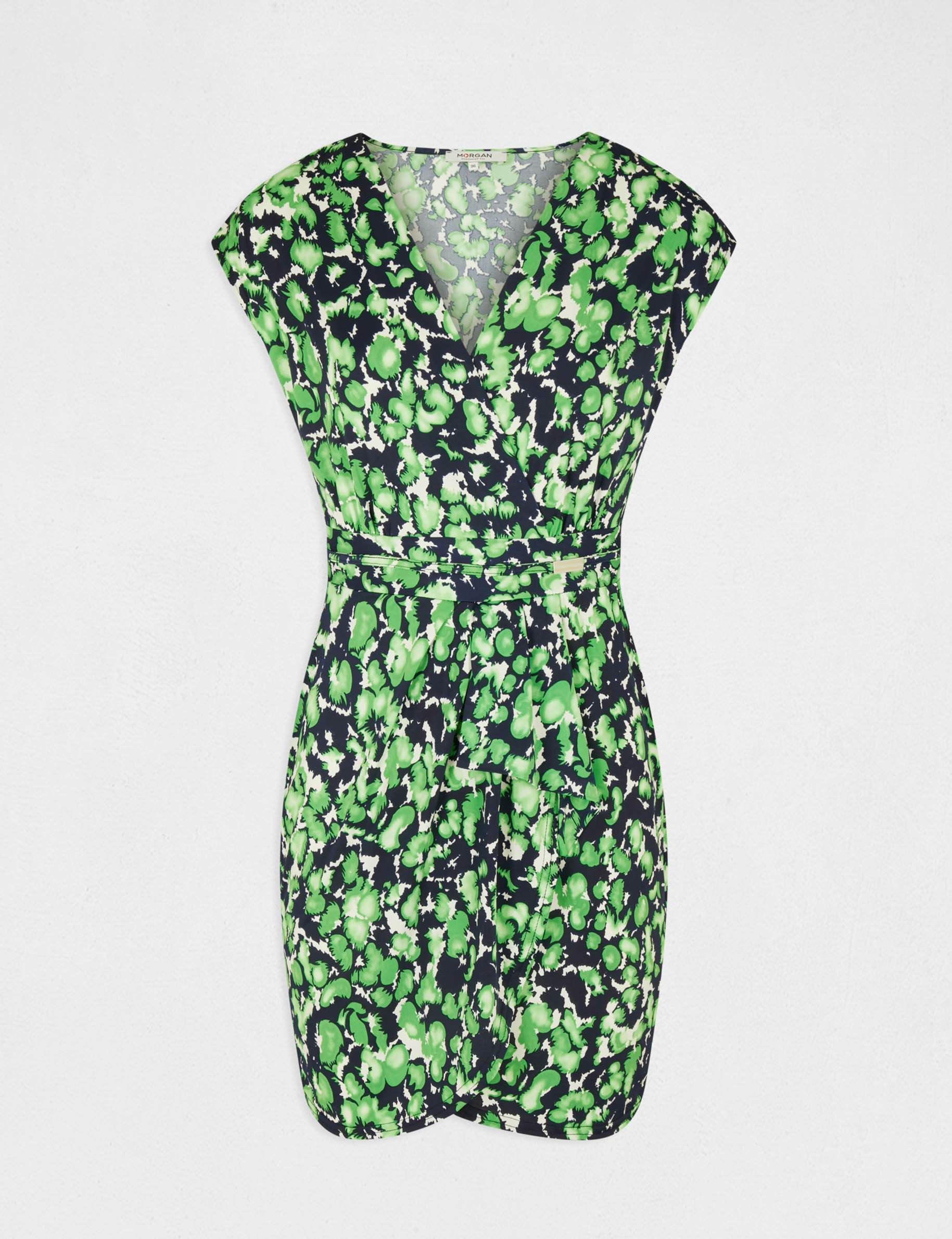 Gedrapeerde jurk met abstracte print groen vrouw