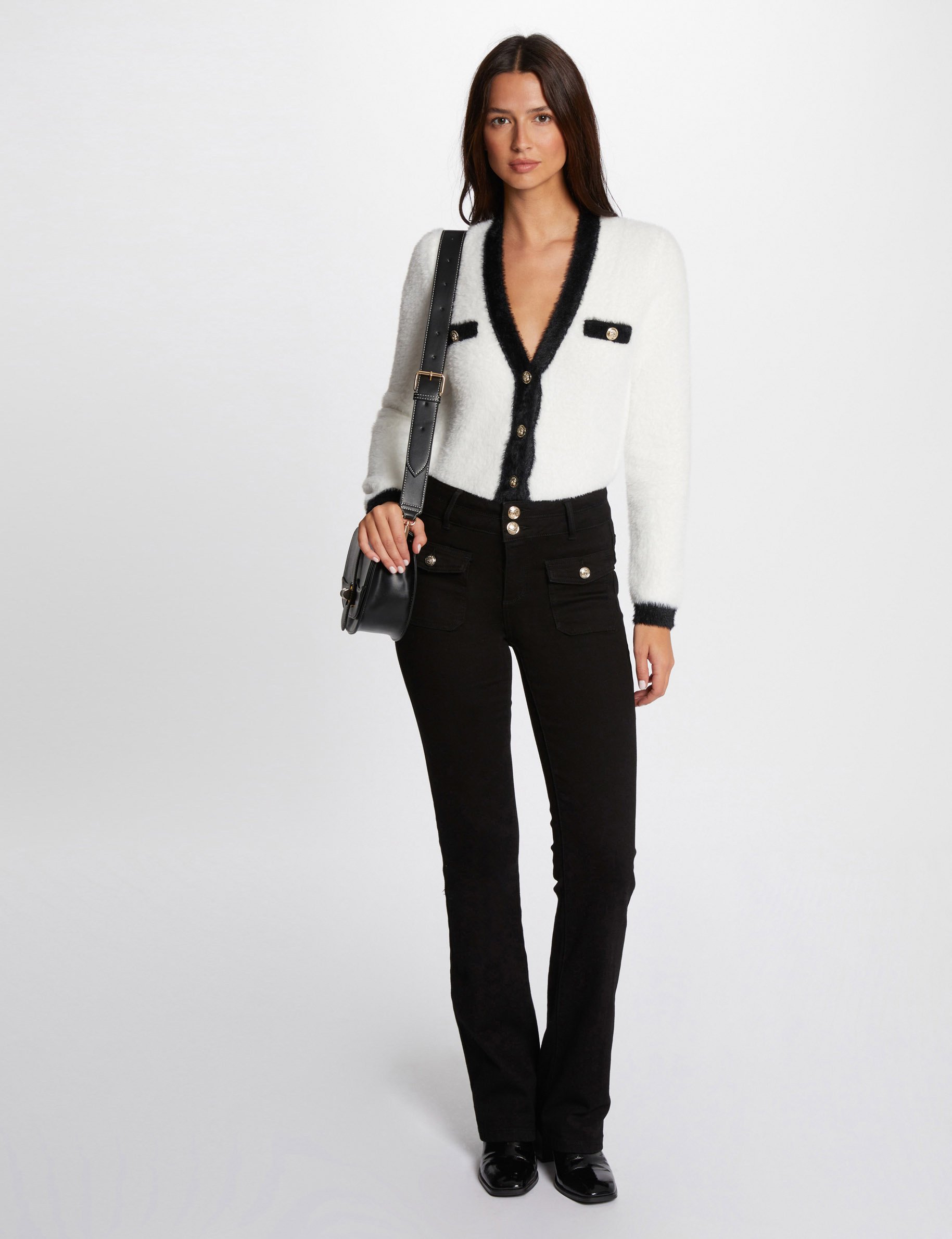 Pull maille duveteuse ecru femme