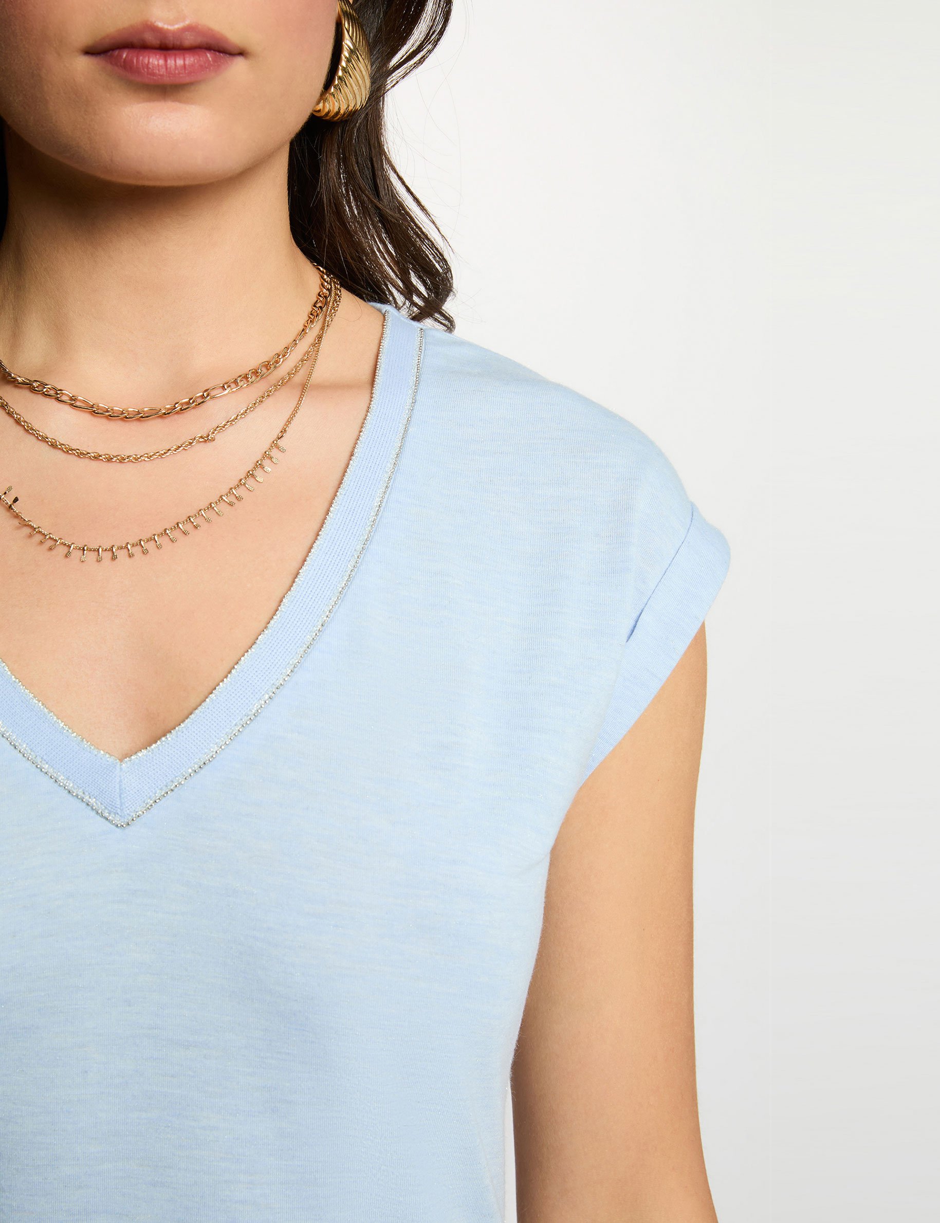 T-shirt met korte mouwen hemelsblauw vrouw