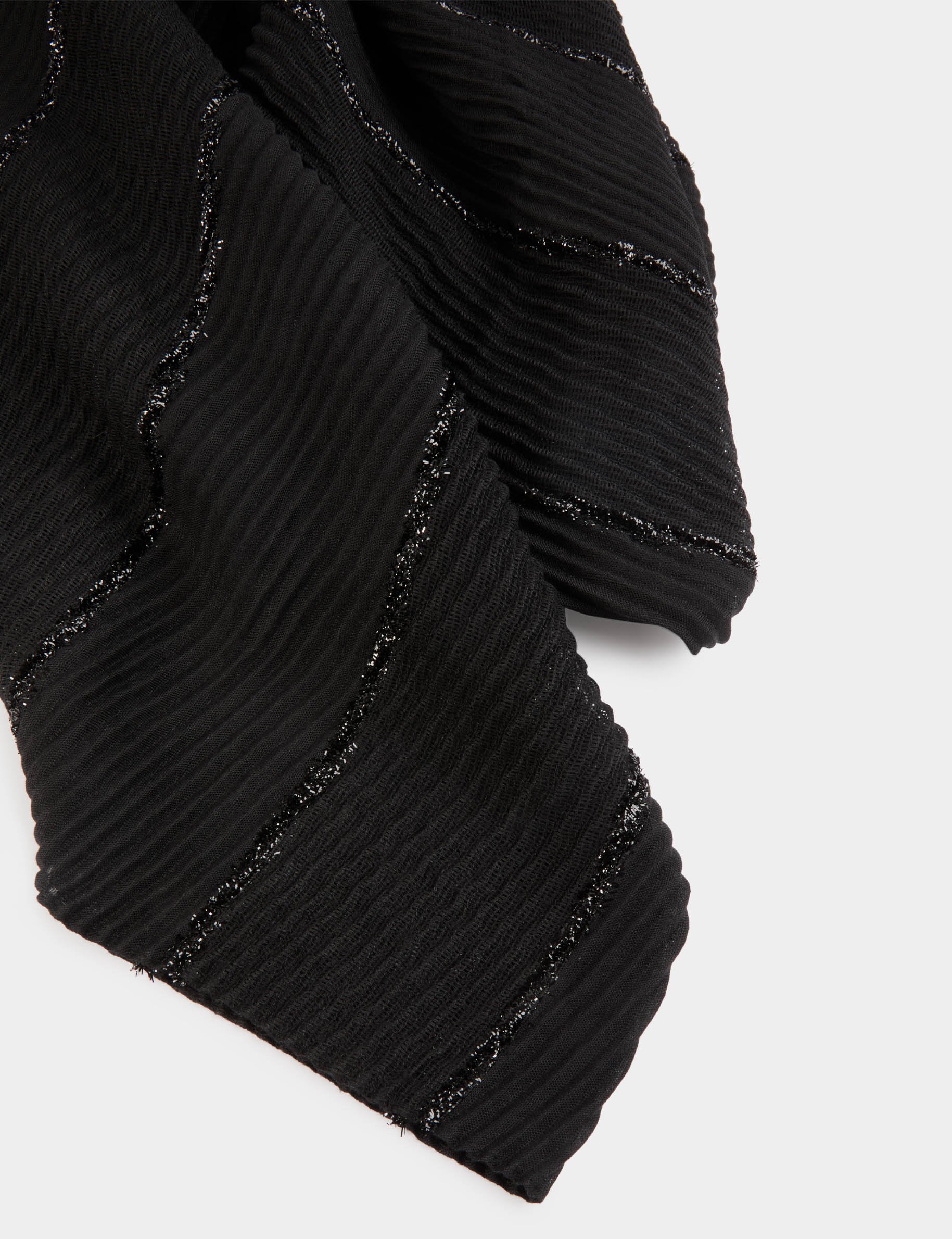 Foulard plissé métallisé noir femme