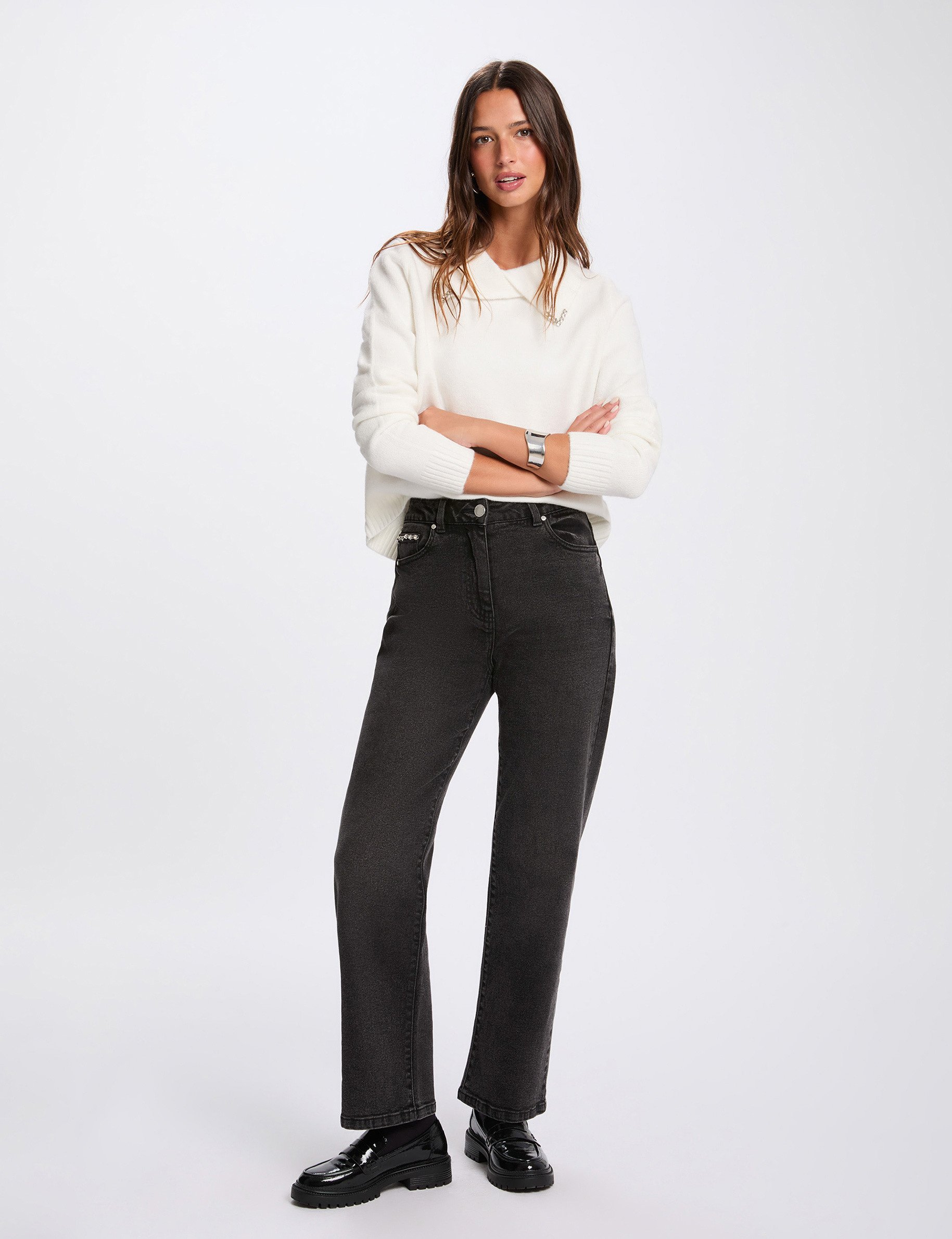 pull col a revers ivoire femme Pull col à revers ivoire femme