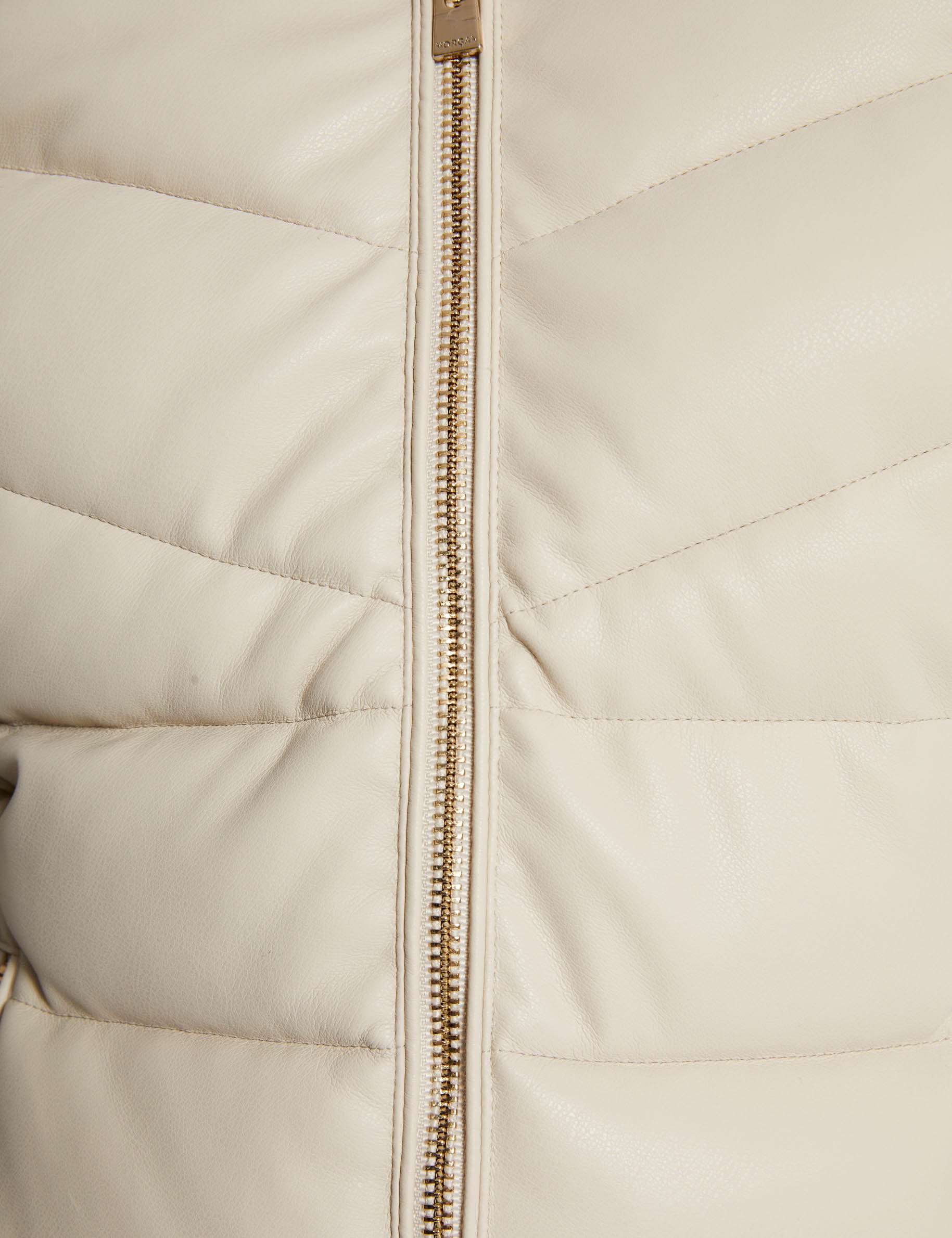 faux leren jas met capuchon ivoor vrouw null