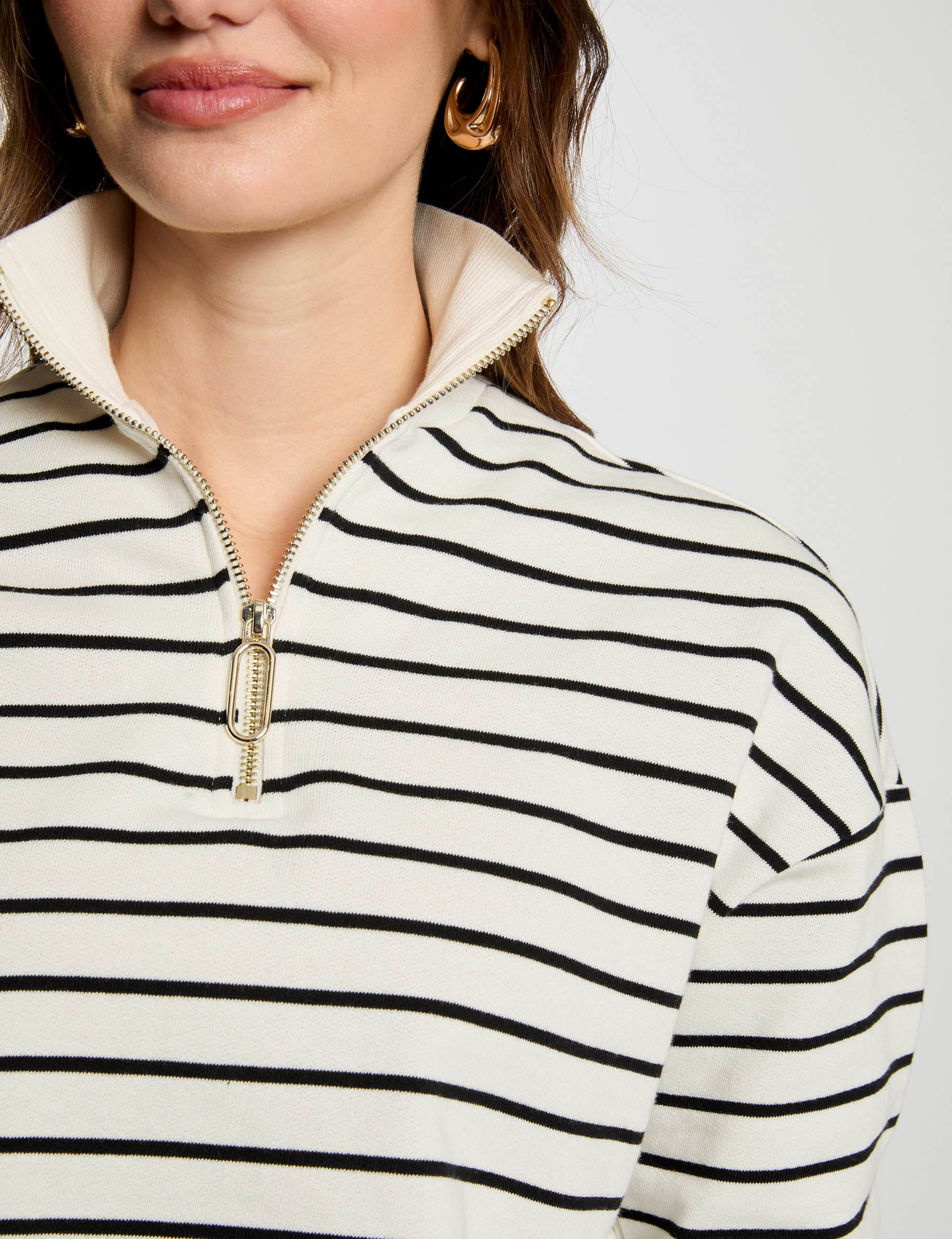 sweat manches longues raye blanc femme Sweat manches longues rayé blanc femme