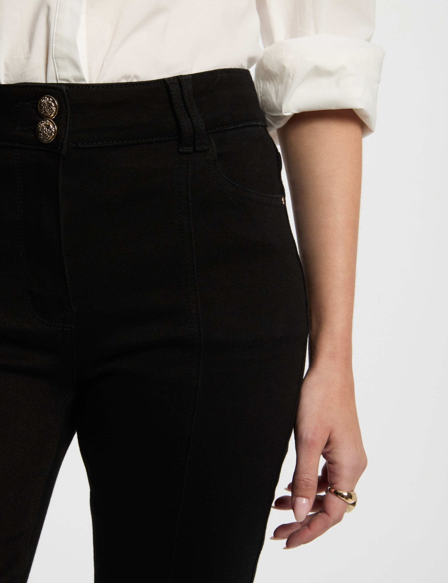 bootcut jeans met splitten zwart vrouw Bootcut jeans met splitten zwart vrouw