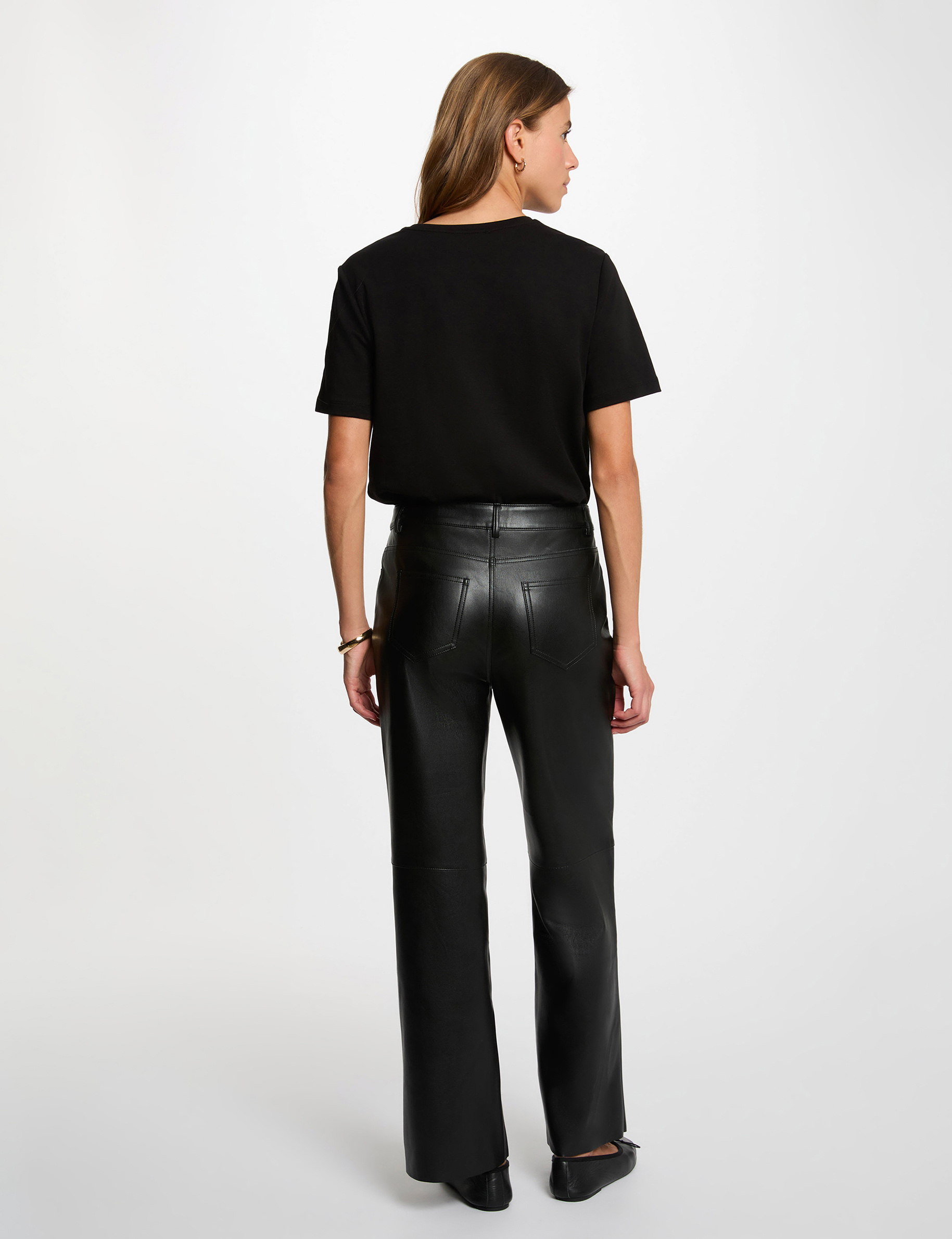 Pantalon bootcut similicuir noir femme