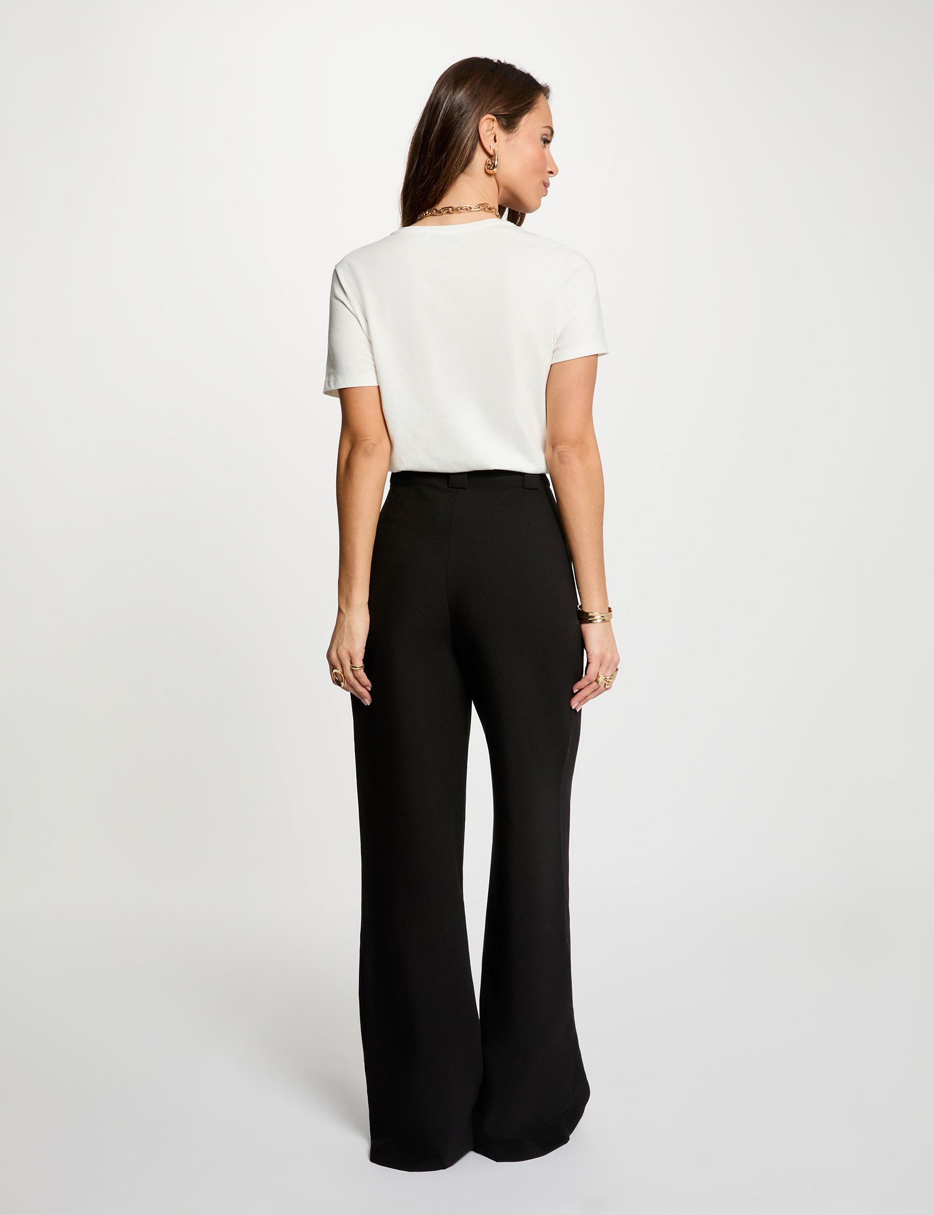 T-shirt brod&eacute; sequins blanc femme