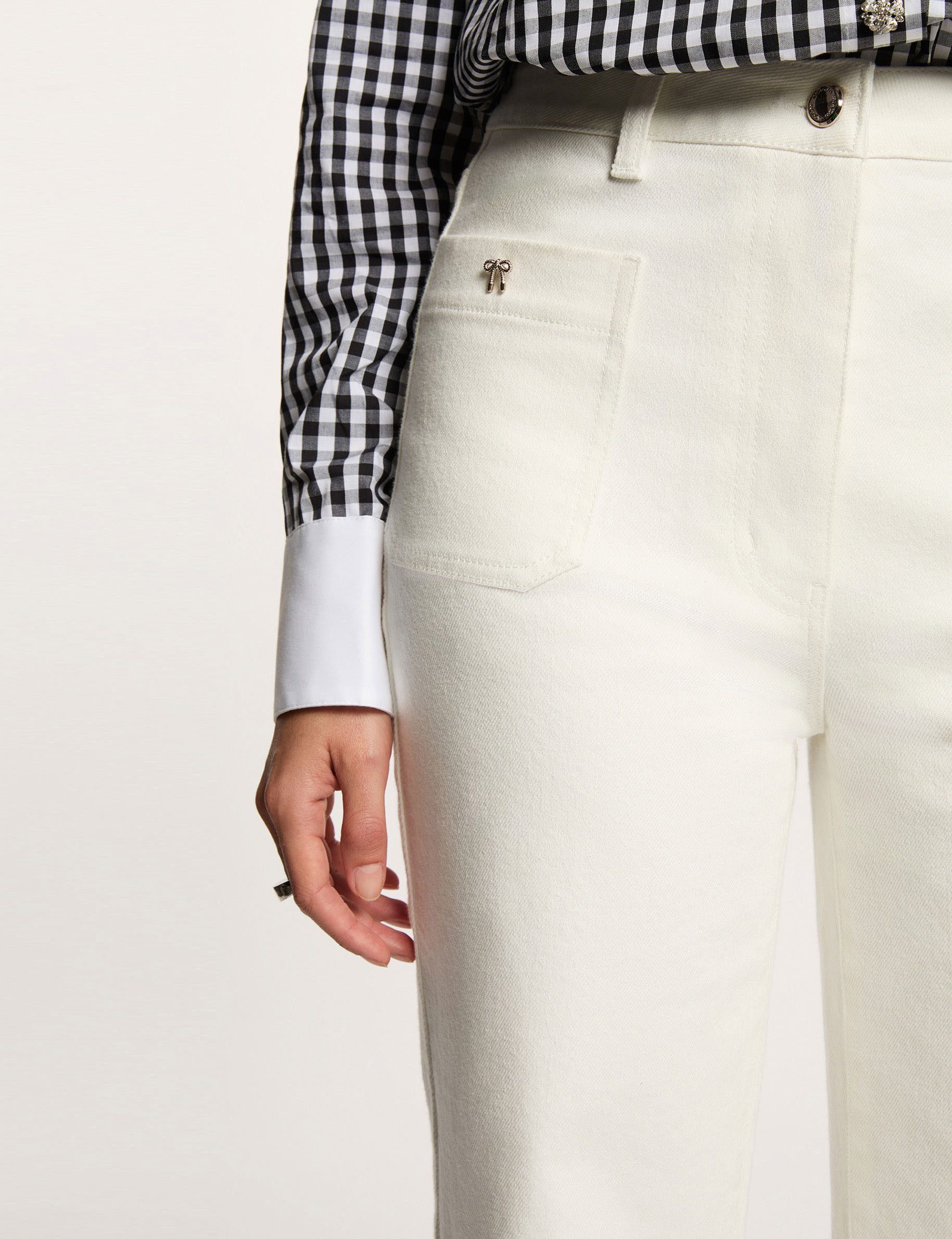 Wijde 7/8 jeans helder wit vrouw