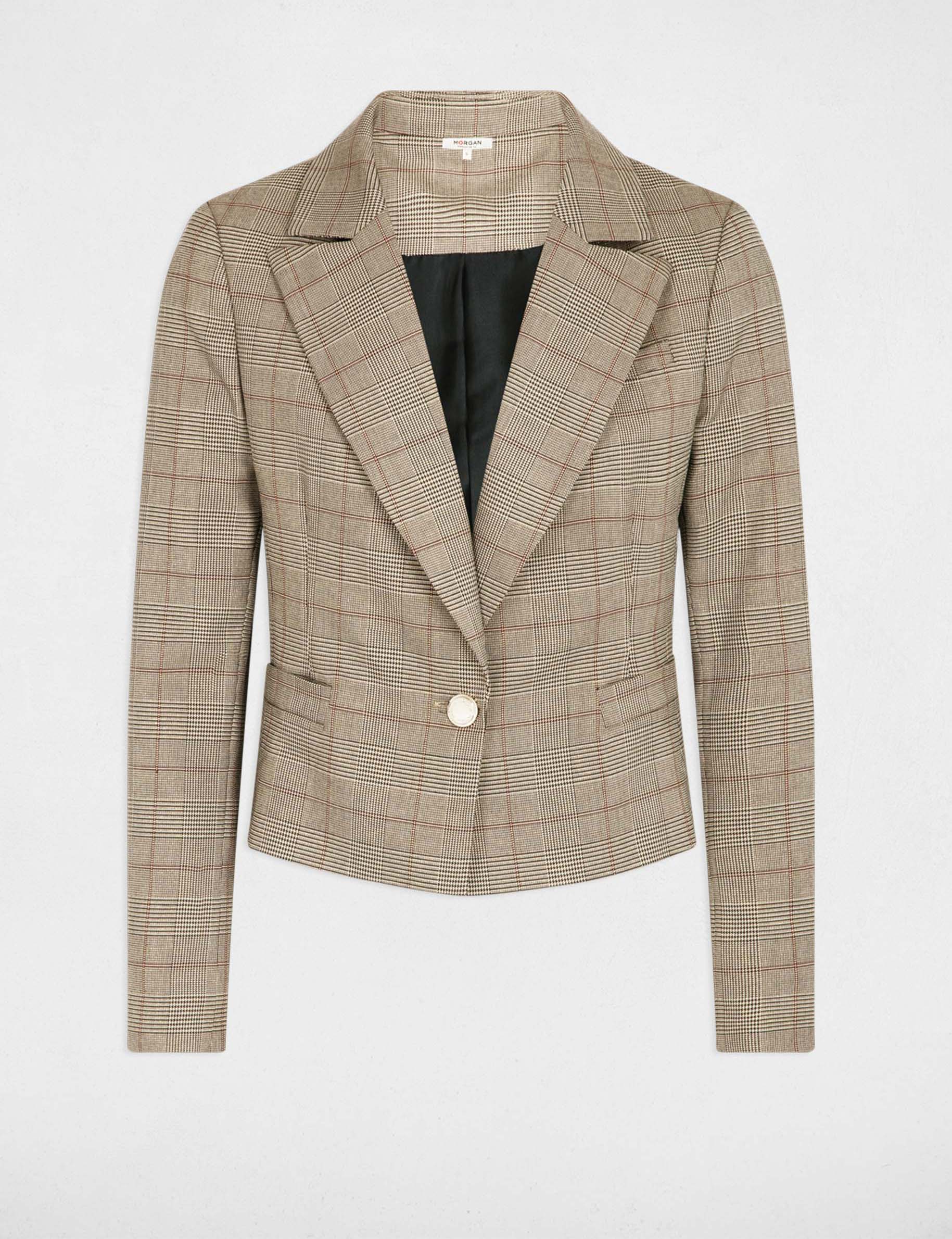 getailleerde geruite blazer meerkleurig vrouw Getailleerde geruite blazer meerkleurig vrouw