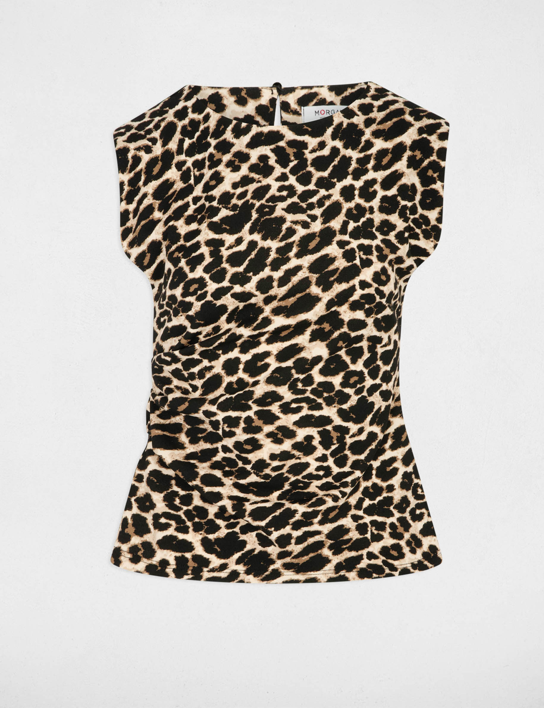 Getailleerd T-shirt met boothals meerkleurig vrouw