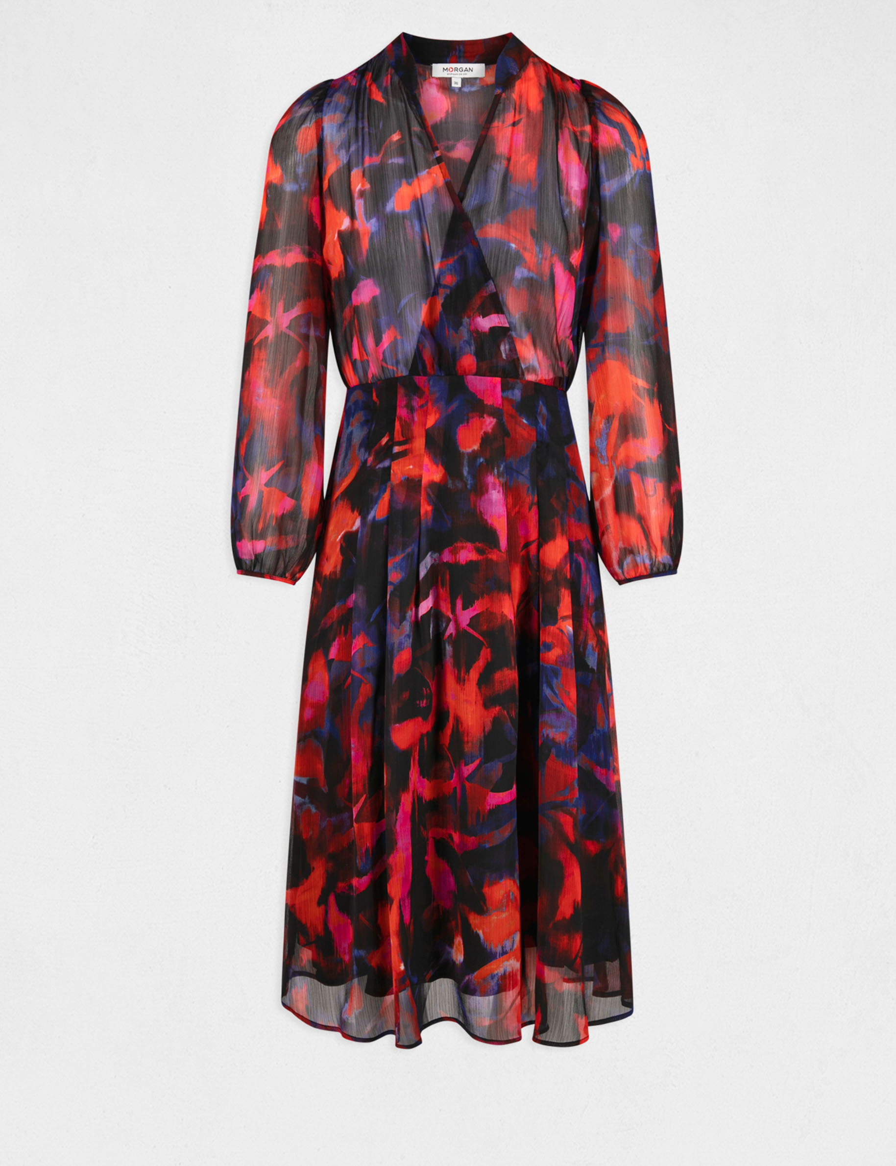 Wijd uitlopende jurk met abstracte print meerkleurig vrouw