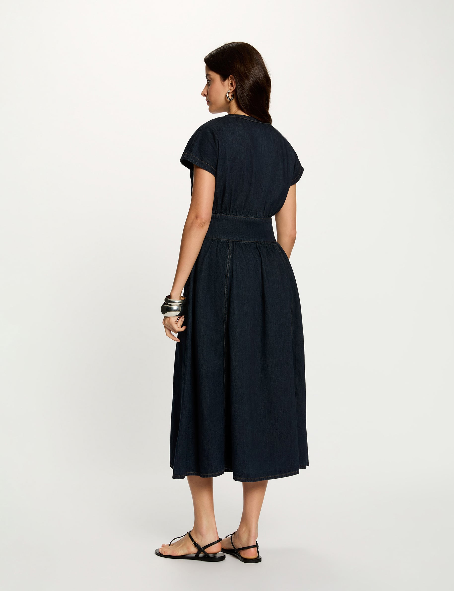 Midijurk van denim bleu vrouw