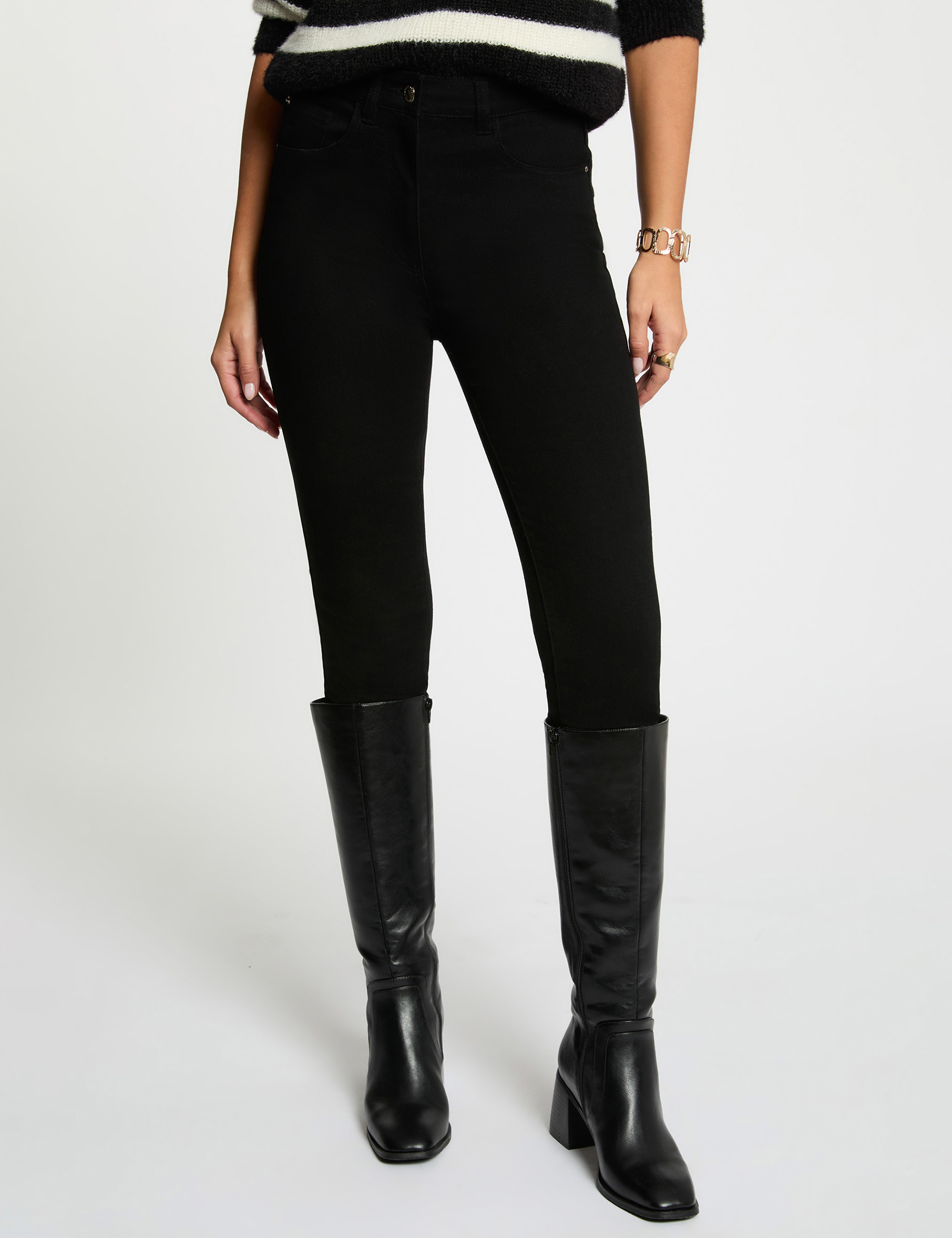 Jean skinny taille haute denim noir femme